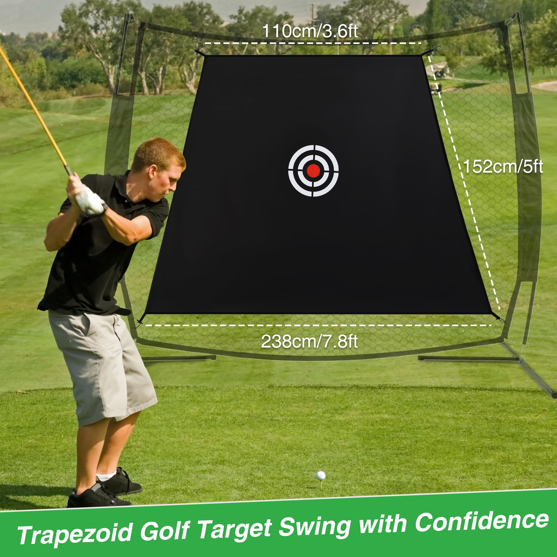 REDCAMP Golf Target Cloth 7.8x5x3.6FT, Golf-Netz übungsnetz for Replacement Target Hitting Net,Zielscheibe für Netz, Practice Trainingsnetz Aids Indoor Outdoor for Indoor Outdoor Hinterhof