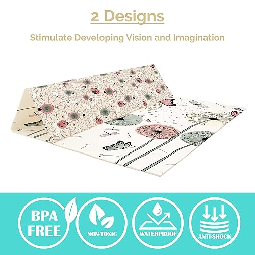 Miniatura 4 de JumpOff Jo Alfombra de juego grande de espuma impermeable acolchada para bebés niños pequeños y mayores de 8 meses para jugar y tiempo boca abajo