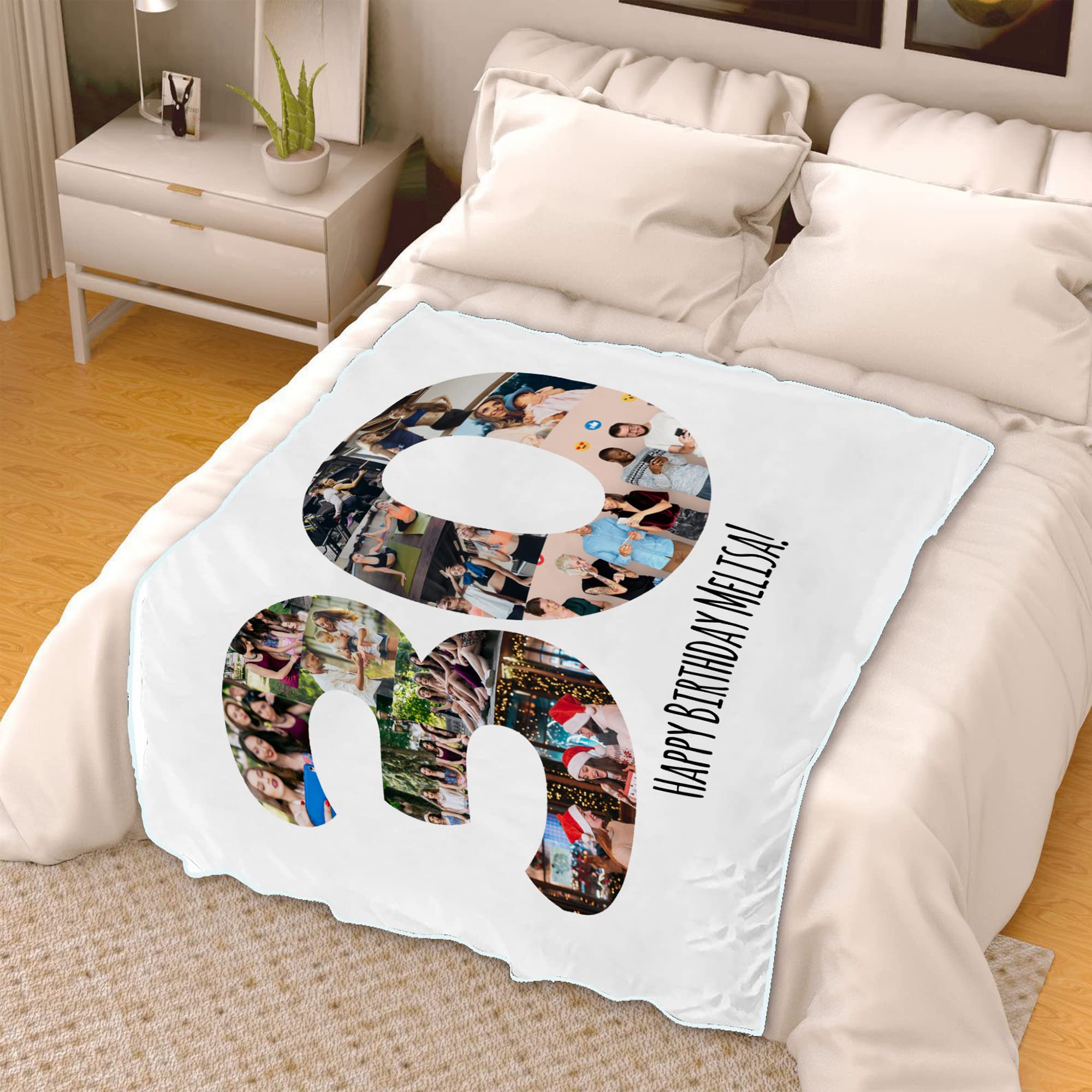 Manta personalizada con nombre de foto, manta de forro polar personalizada para 30 cumpleaños, manta de cumpleaños personalizada de 30 años de edad, manta personalizada con nombre de imagen, regalo