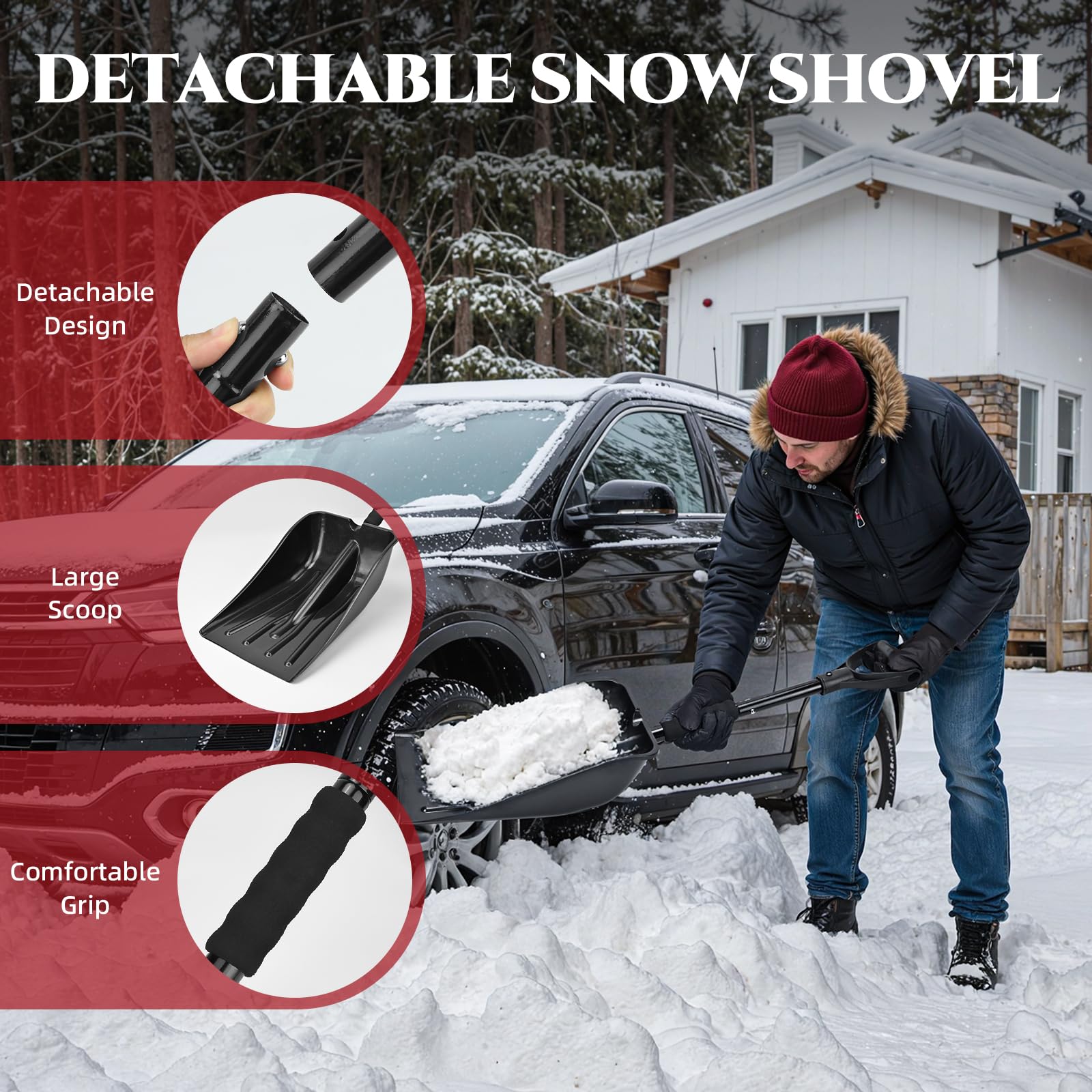 Roadside Emergency Car Kit for Vehicles, Car First Aid Kit Emergency Kit with Jumper Cables, Snow Shovel, Tow Strap, Car Safety Kits, Road Trip Assistance for Men, Women, New Driver Gifts