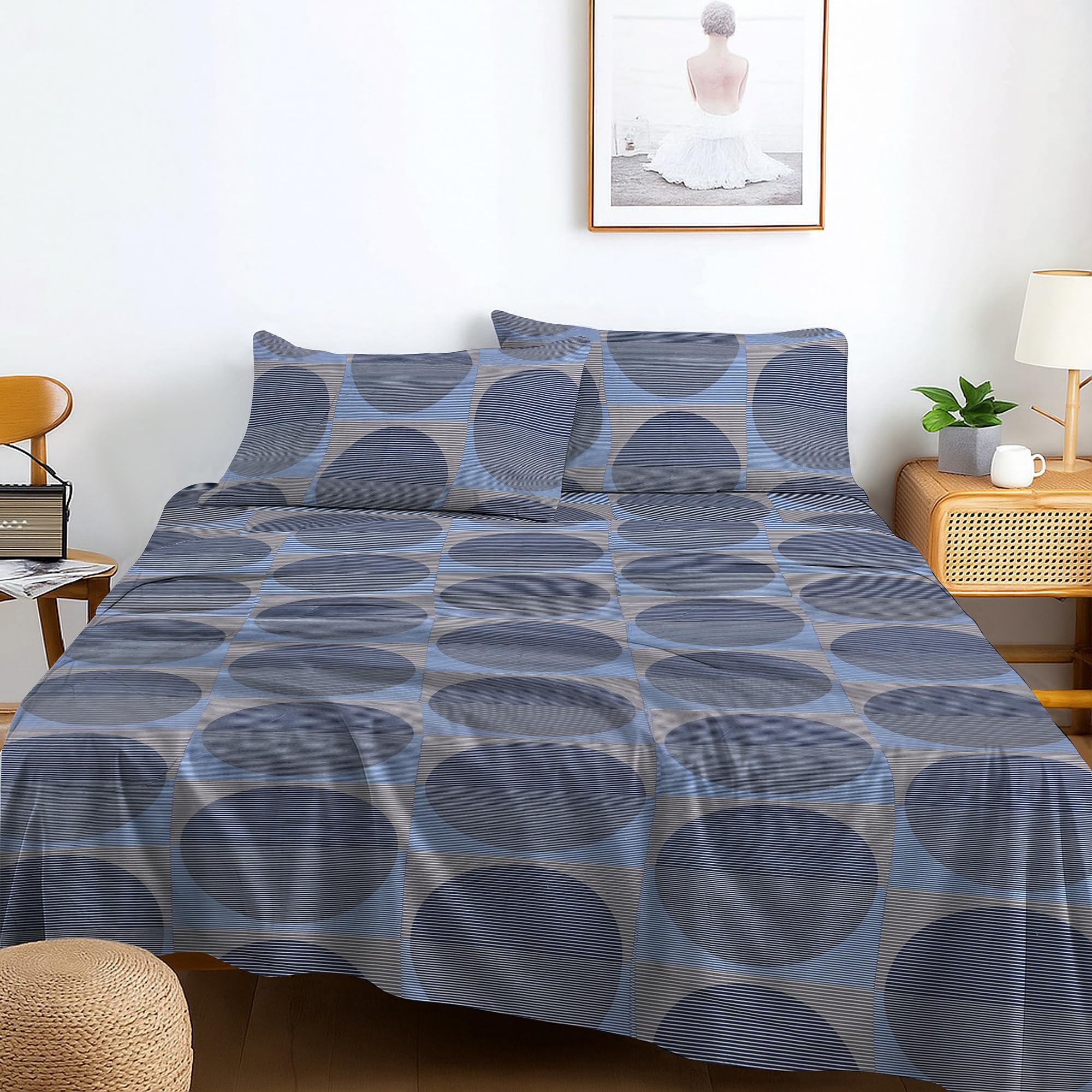 RAYBedding Printed Flat Sheet Set King Size Bed – Luxury Soft King Flat Sheet with 2 Pillowcases – Smooth, Lightweight Bedding