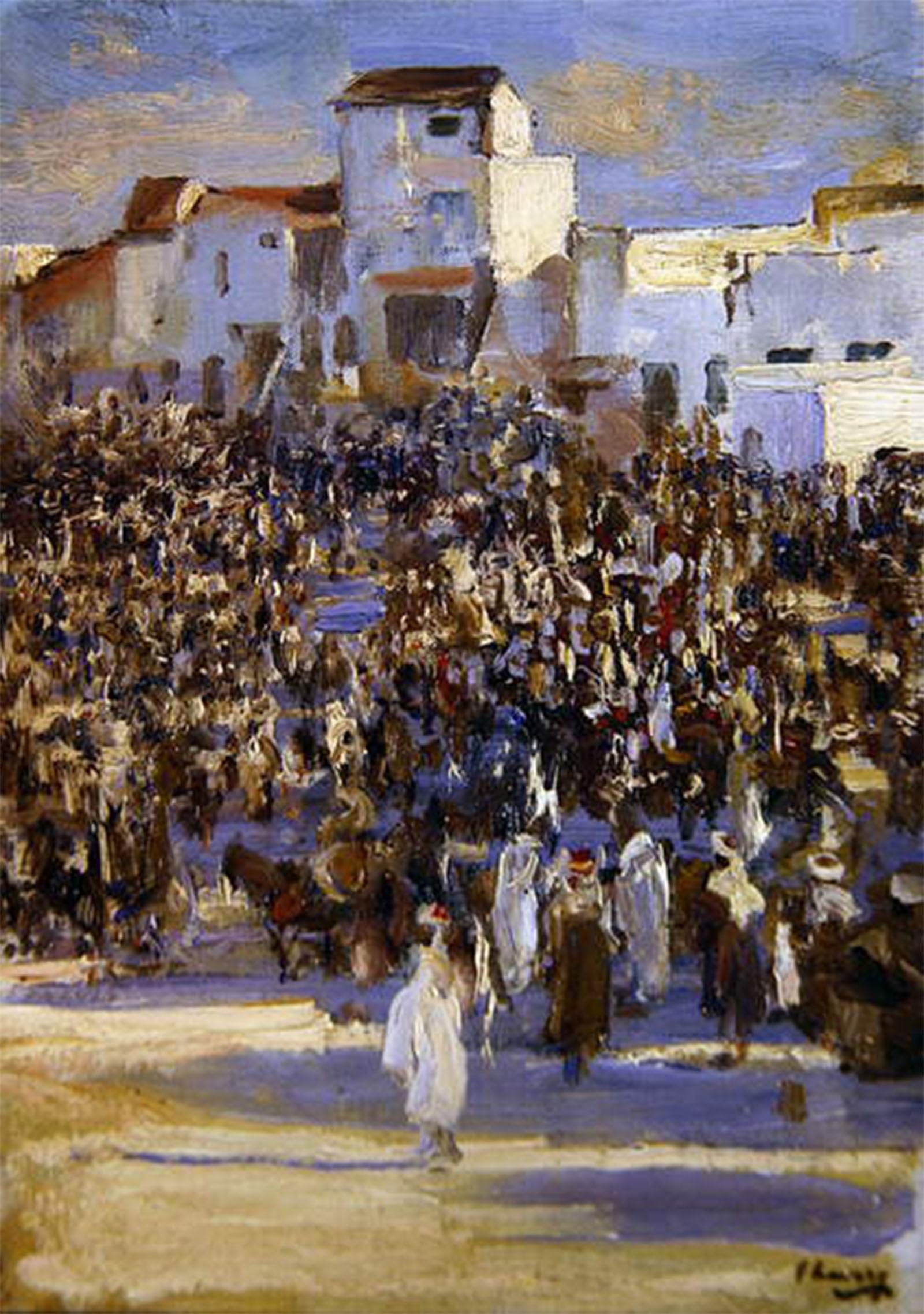 SERENDIPITP Vintage Picture Print on Canvas Wall Art Poster Market Place Tangiers by Lavery Artwork Print Poster for Wall Decor 60x90cm