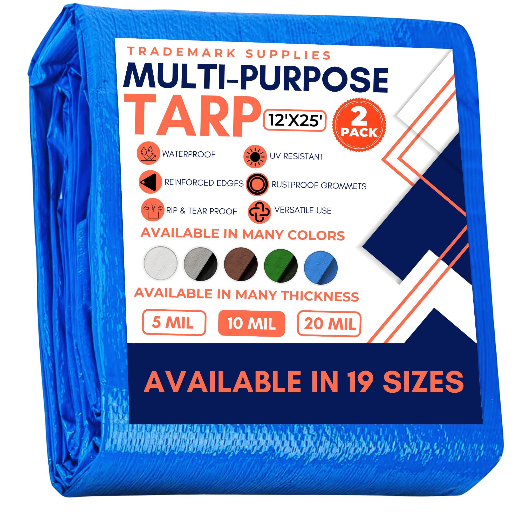 Tarp Cover Brown/Black Heavy Duty 8'X10' Thick Material, Waterproof, Great for Tarpaulin Canopy Tent, Boat, RV Or Pool Cover (8X10 Heavy Duty Poly Tarp Brown/Black) — view 10