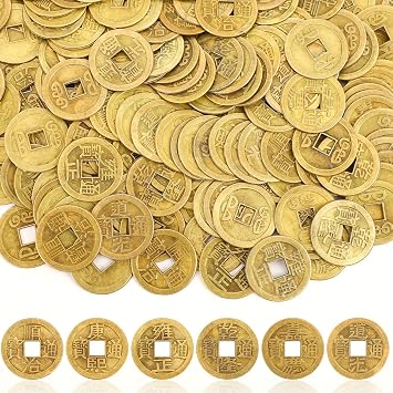 160 Pcs Chinese Lucky Coins, Lunar New Year Feng Shui Coins Chinese I-Ching Coins Ancient Qing Dynasty Coin Ornament for Wealth Fortune