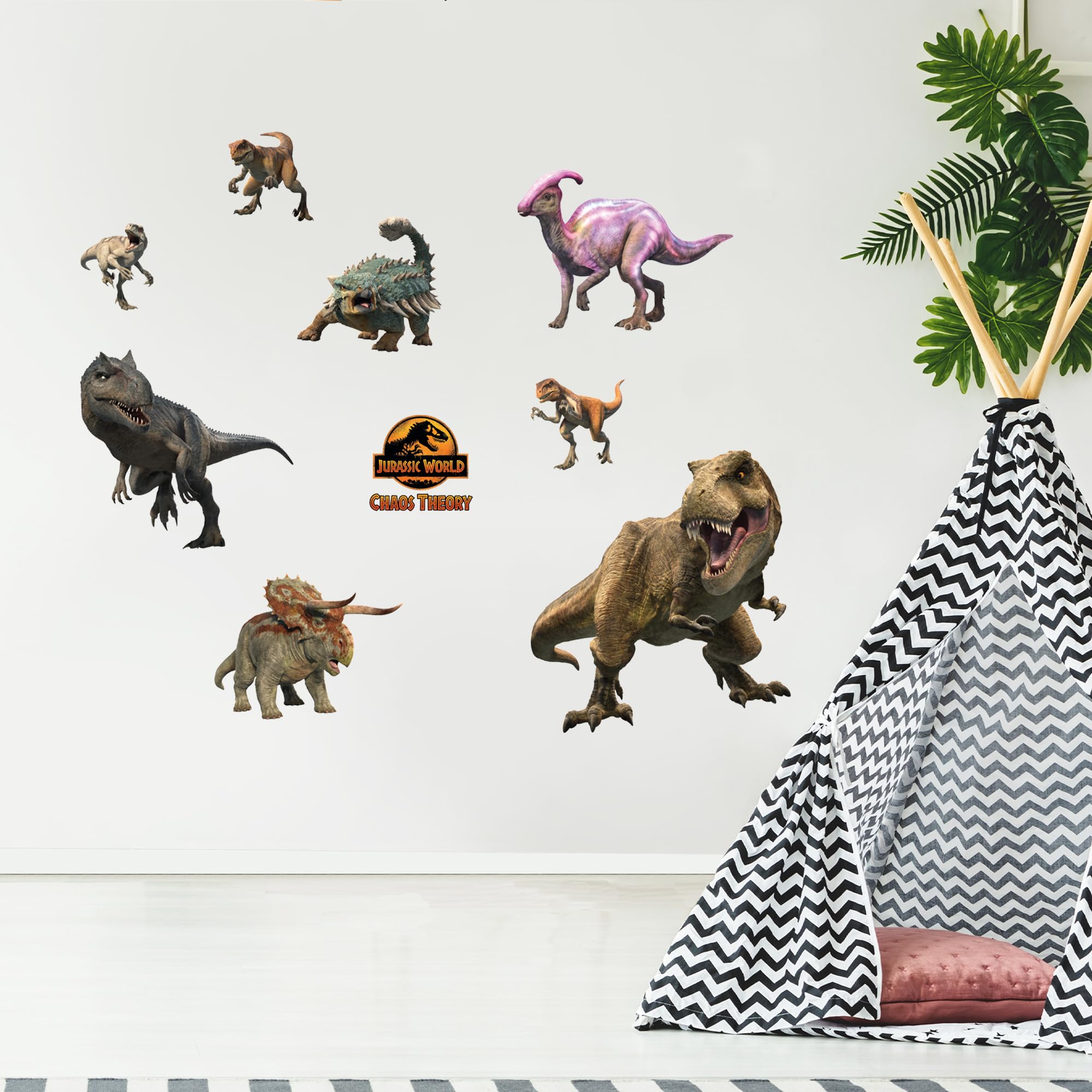 Jurassic Chaos Theory Wall Sticker - 8 Character Set Wall Art (60cm Width x 30cm Height)