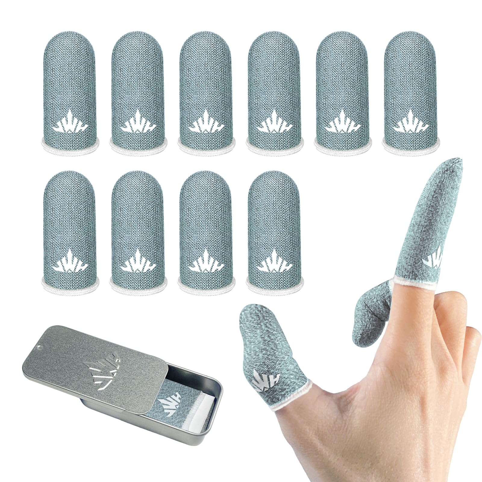 - 10 Pack Silver Fiber Dedales Gamer Profesionales Anti Slip Sweat Proof Gaming Finger Thumb Sleeves Cots Breathable Mobile Phone Gamer Gloves Guantes para Durable Covers for Pubg