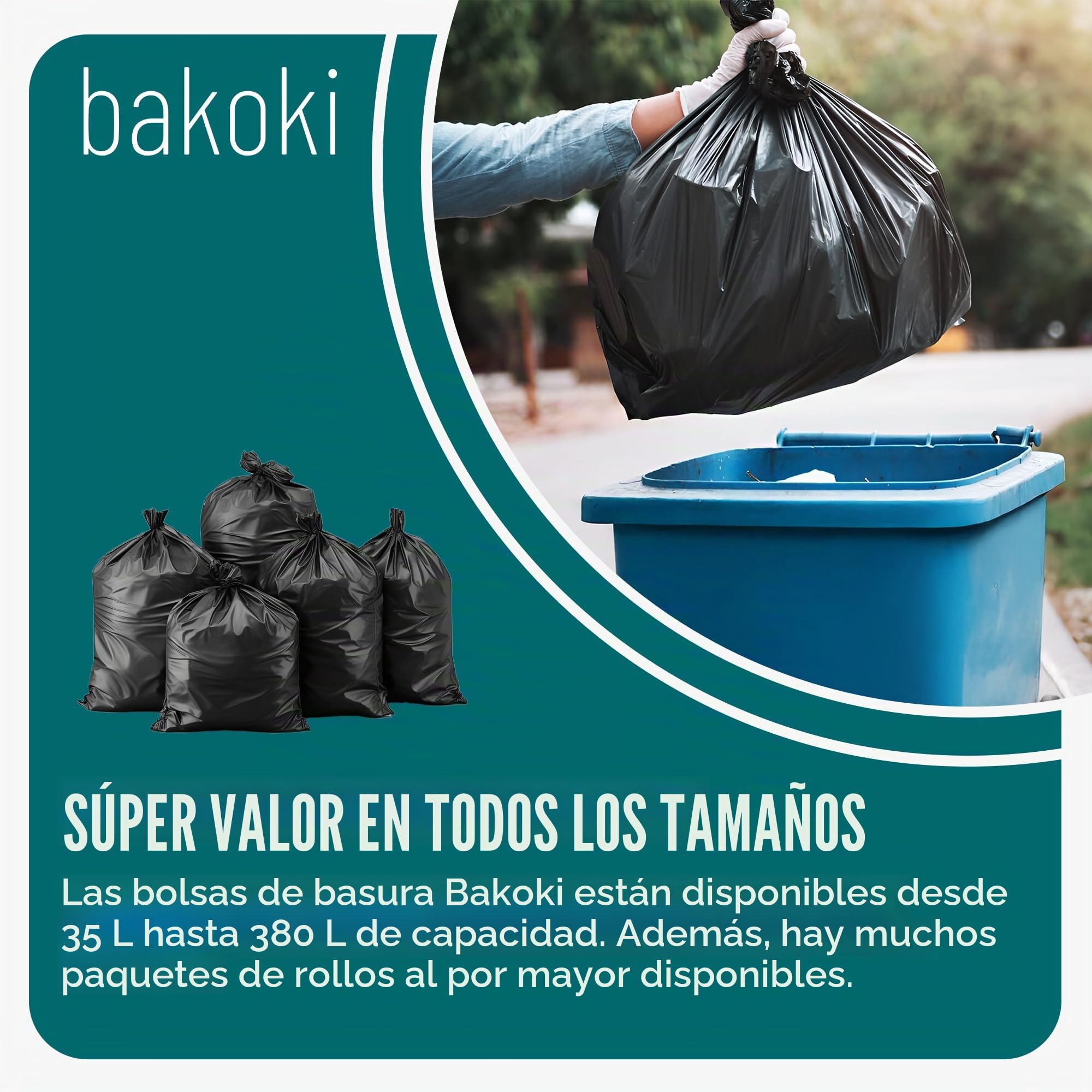 Bolsas de basura de 380 l, extremadamente resistentes, extrafuertes, ideales para el hogar, el jardín y la empresa, rollo de 10 unidades, bolsas de basura resistentes para renovación y residuos