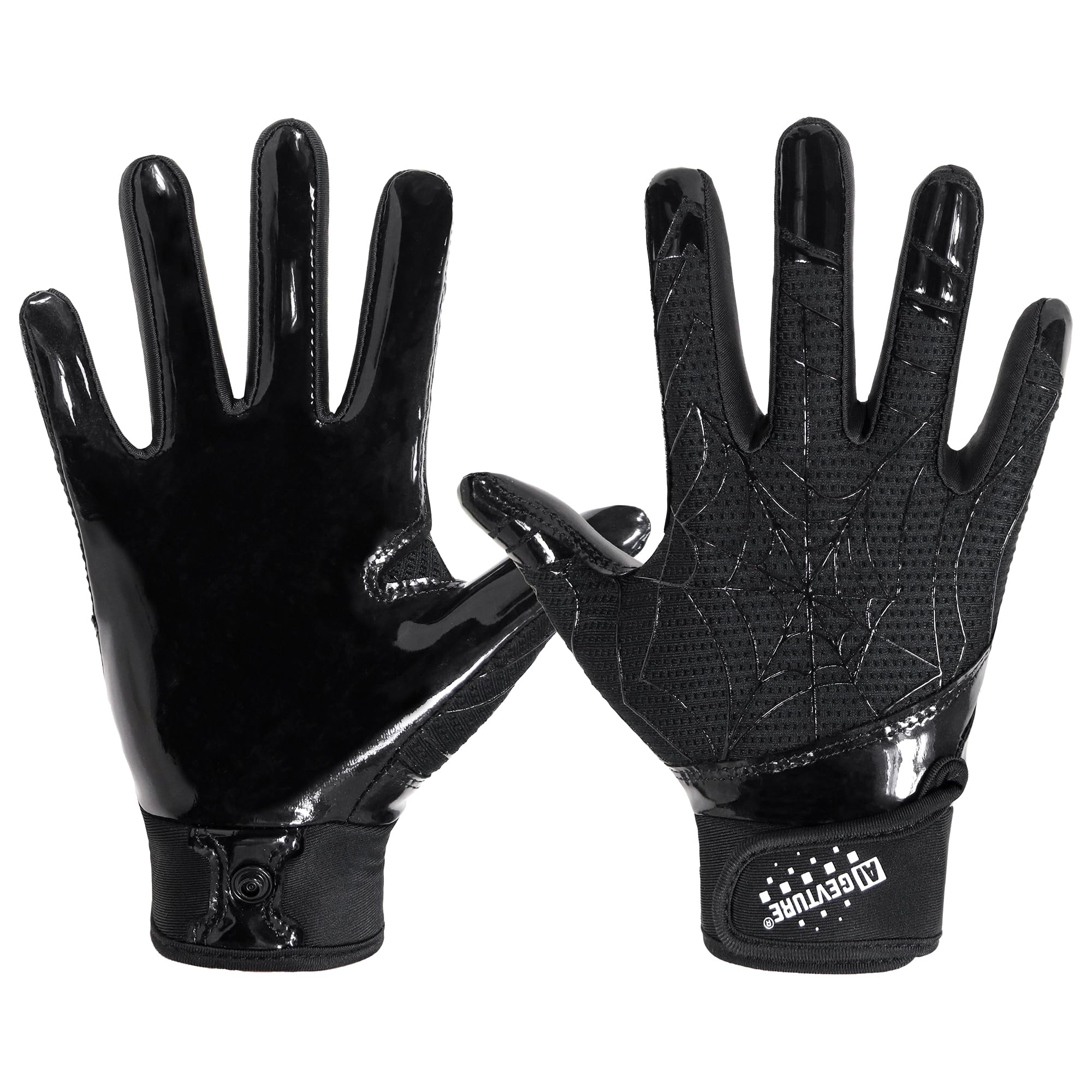 AIGEVTURE Youth Football Gloves Kids Inspired Receiver Gloves Boys Girls Unmatched Grip Comfort Jet Black X-Small