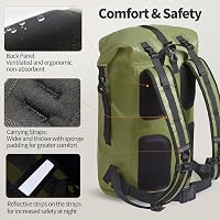 Origem Vízálló Hátizsák 35L Rolltop Zöld - Laptop Rekesz, Száraz-Nedves Rekesz, Kajakozás Túrázás Horgászat 4