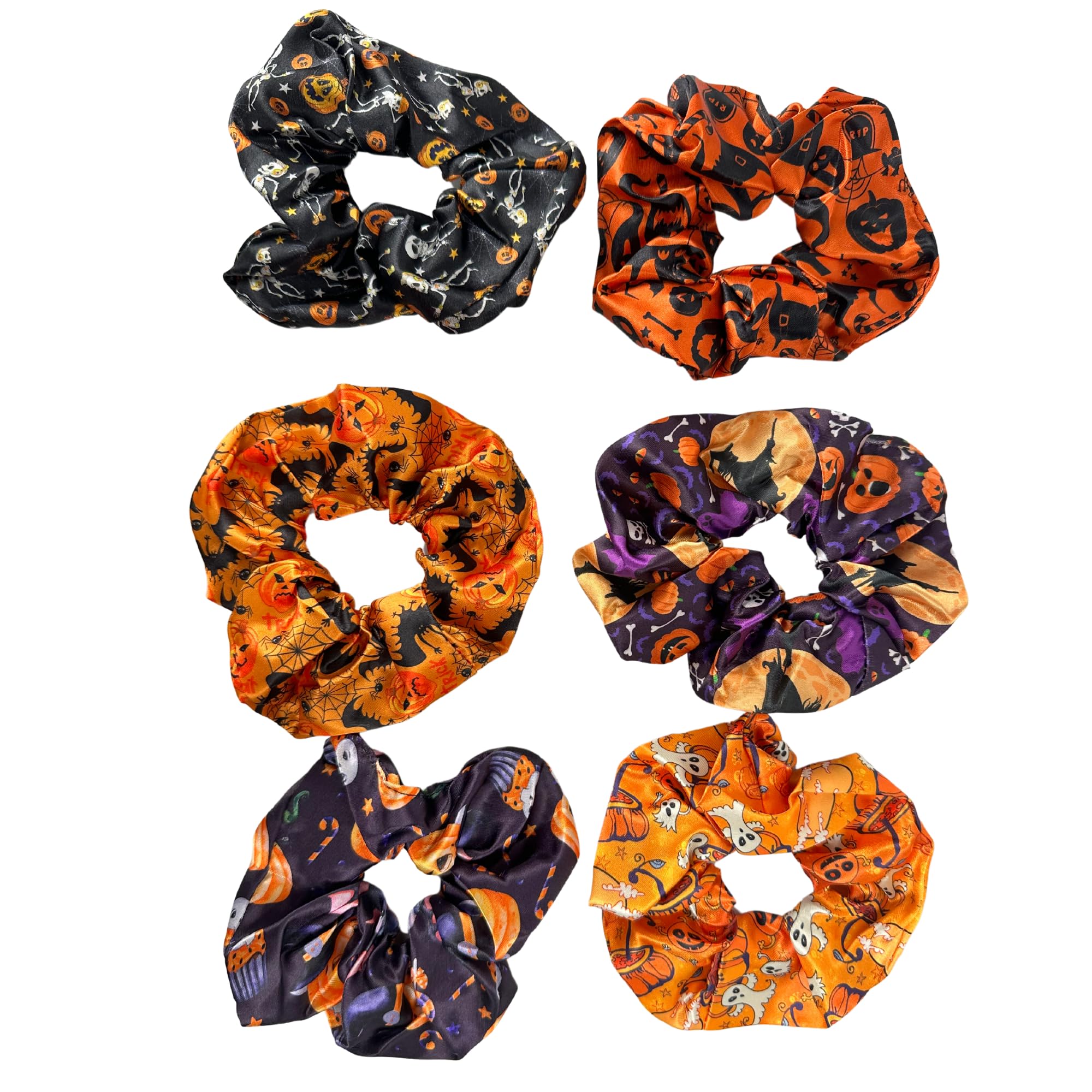 Coleteros para el pelo de Halloween, elásticos suaves y elásticos, calabazas, fantasmas y esqueletos, 11.4 cm