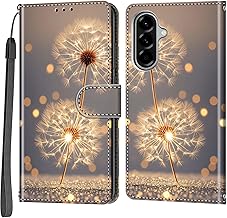 Phone Case for Samsung Galaxy A57, Leather Flip Cover Shockproof Protective Case with Card Slots Magnetic Closure Wallet Case Golden dandelion