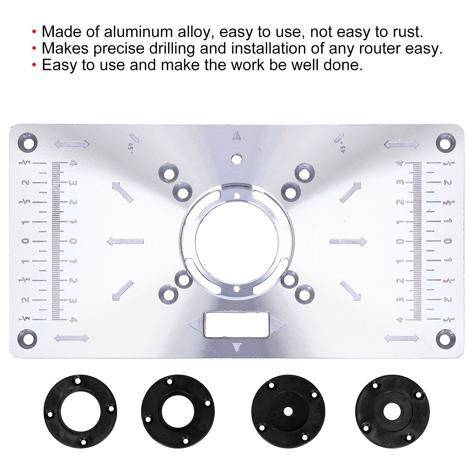 Routertafel-inzetplaat, aluminiumlegering houtfrezen Flip Board trimmachine hulpgereedschap houtbewerking (maat: alleen zwart bord