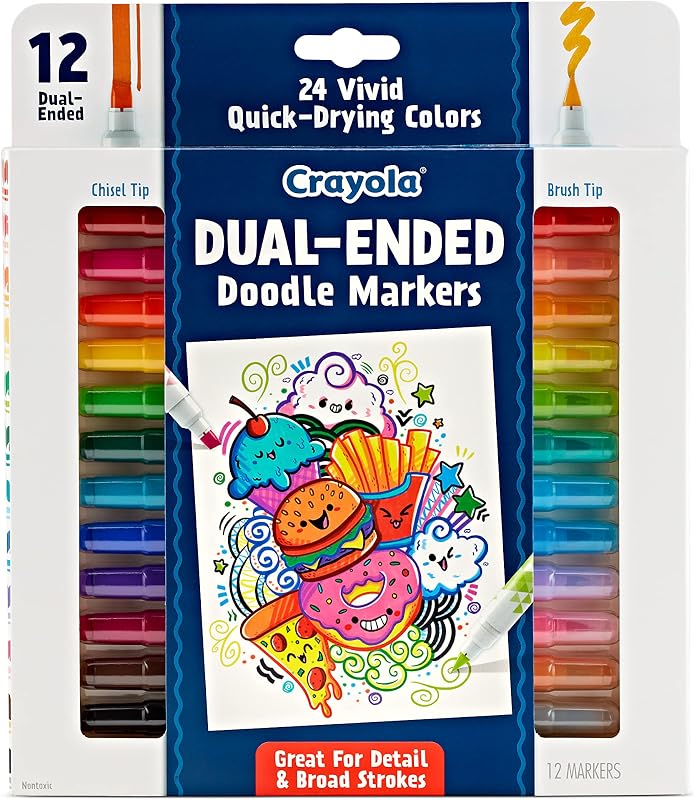 Marcadores de punta y pincel de doble cincel (12ct), marcadores para adultos, juego de marcadores de arte, suministros para colorear, regalos para adolescentes y adultos