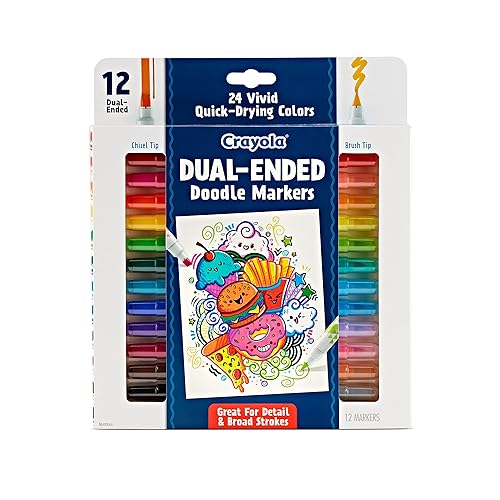 Crayola Dual Chisel Tip & Brush Markers (12ct), Markers for Adults, Art Marker Set, Coloring Supplies, Gifts for Teens & Adults