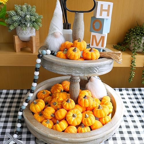 Miniatura 6 de Winlyn 48 mini calabazas artificiales naranjas artificiales de otoño de cosecha rústica de espuma sintética de 1.8 pulgadas 2.1 pulgadas para centro