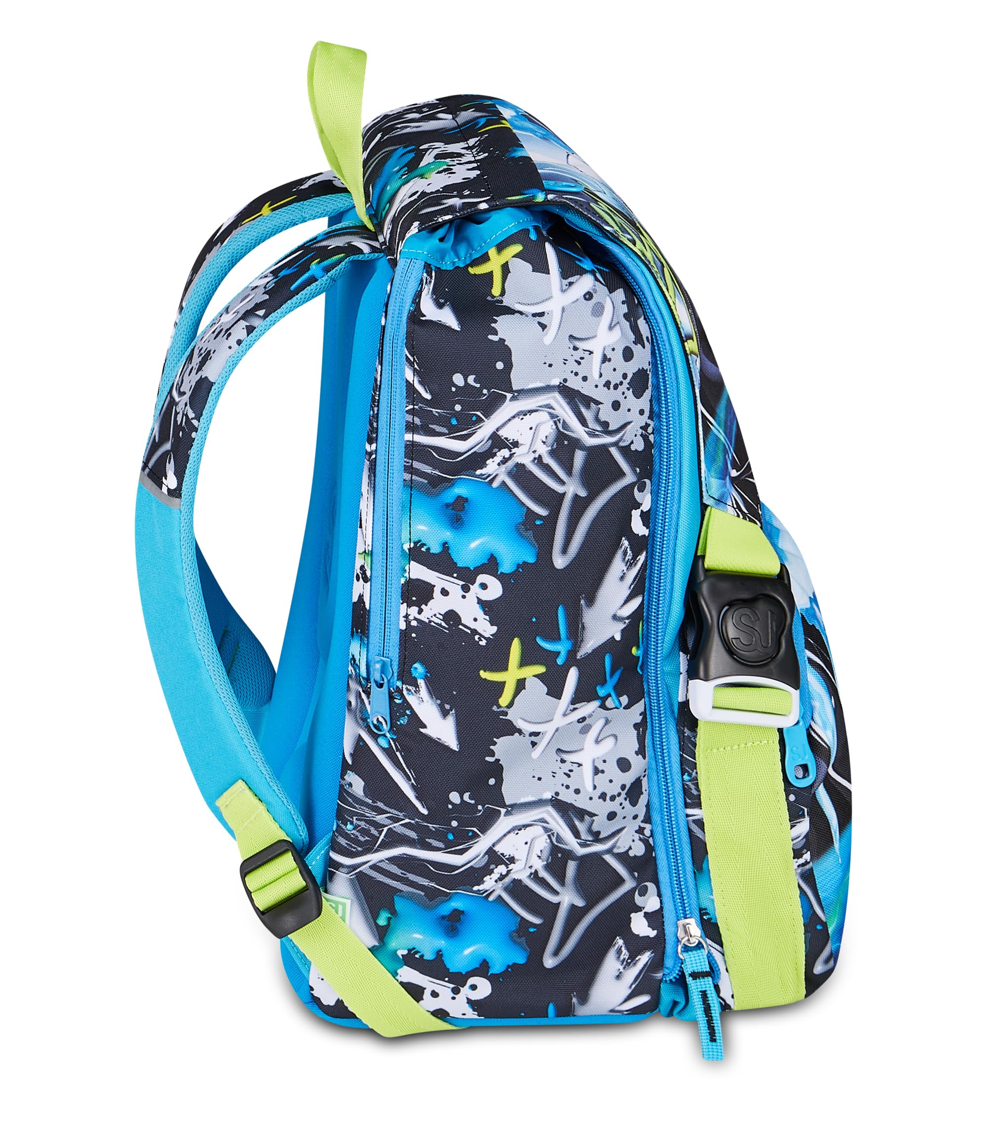 SJ GANG STYLE JAM GANG Zaino Scuola Estensibile Big GLACE PANTHER BOY, Celeste, 24 L, Zip laterali, Maxi ali estraibili lateralmente, Tasca portaborraccia, Scuola elementare e media, Bambino, Ragazzo