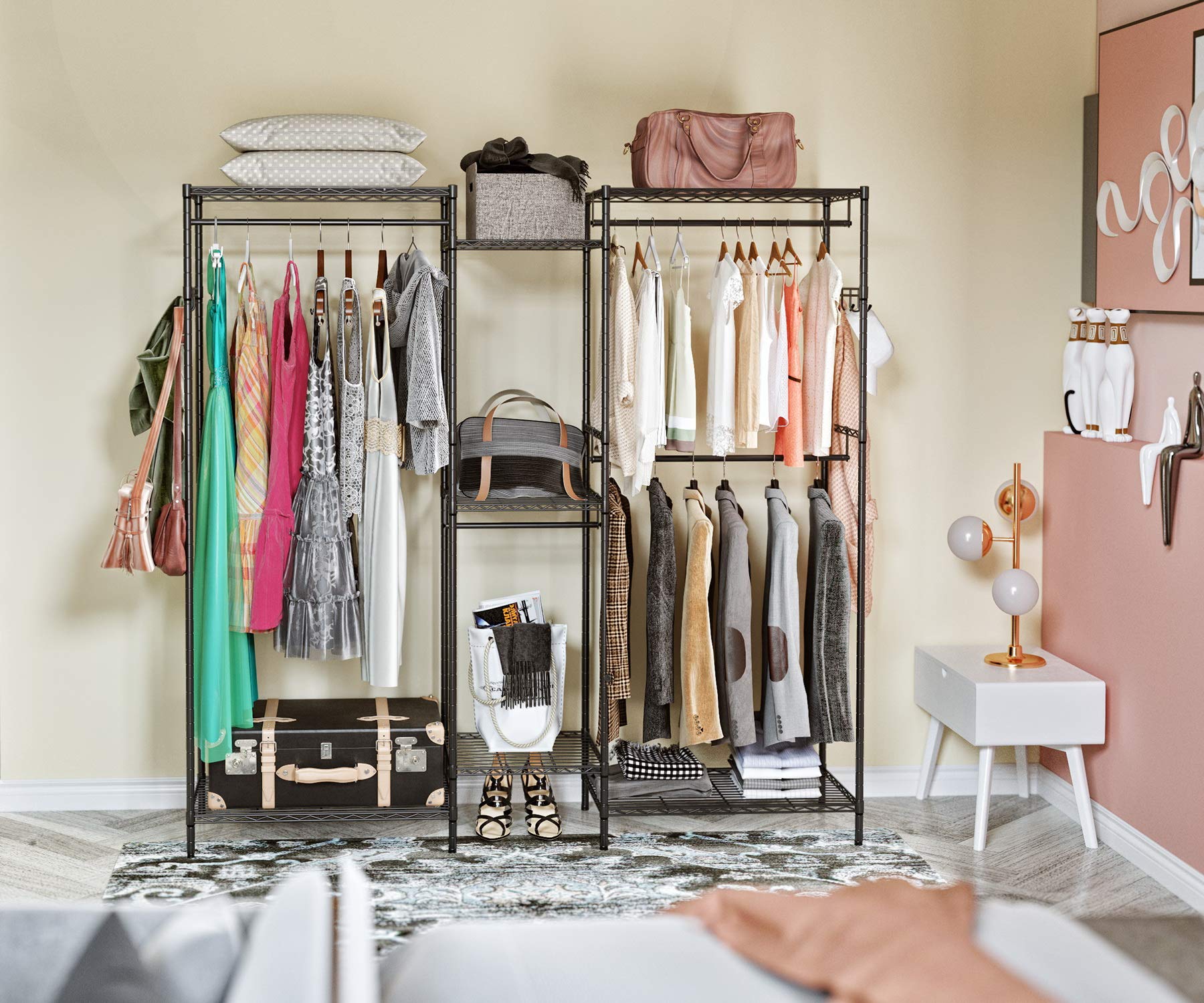 JustRoomy Heavy Duty Clothes Rack 5Tiers Wire Shelving Garment Rack Extra Large Clothing Rack