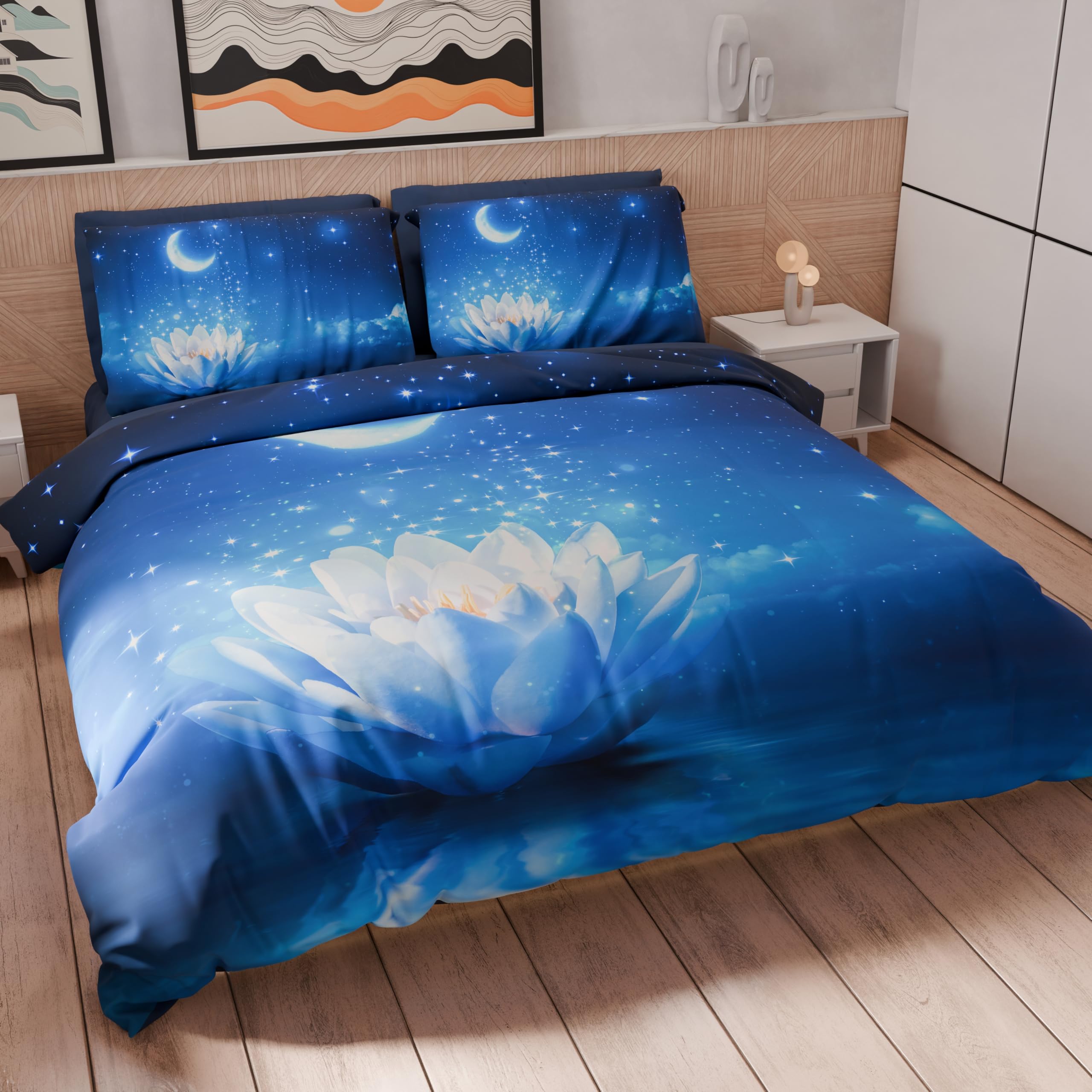Copripiumino Digitale Tutto Stampato Microfibra Duvet Covers, Single, Super King, Double Duvet Covers, Quilt Covers, Starry Night King - Image 2