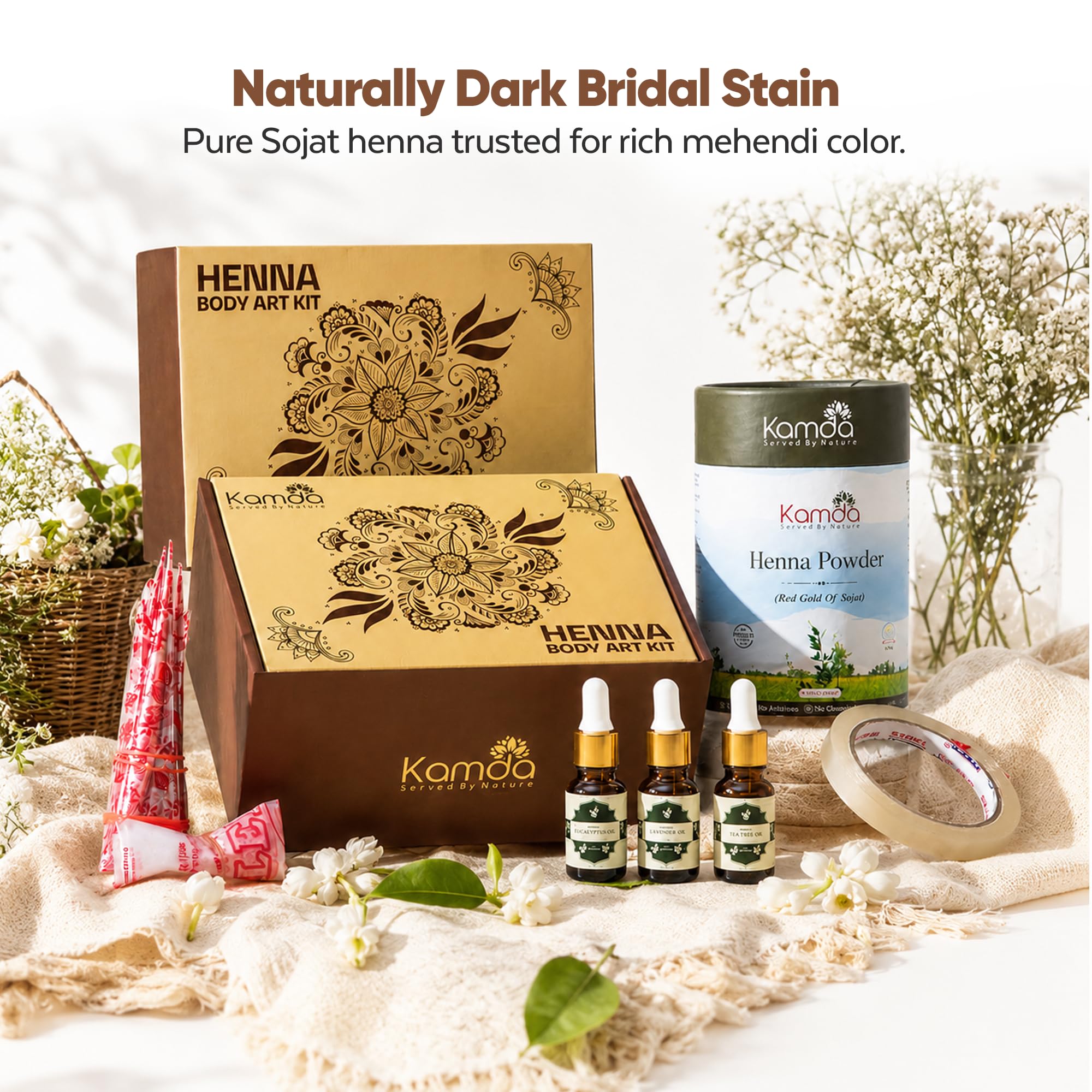 Buy Kamda Henna Powder for Body Art 300g | 100% Pure Sojat Mehendi