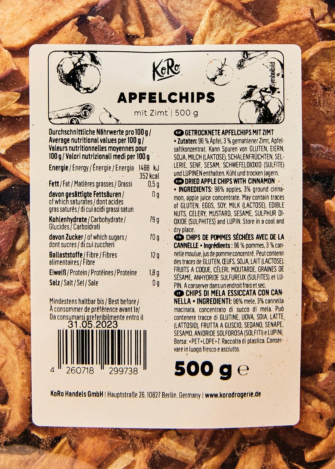 KoRo - Chips di mela con cannella | 500 g