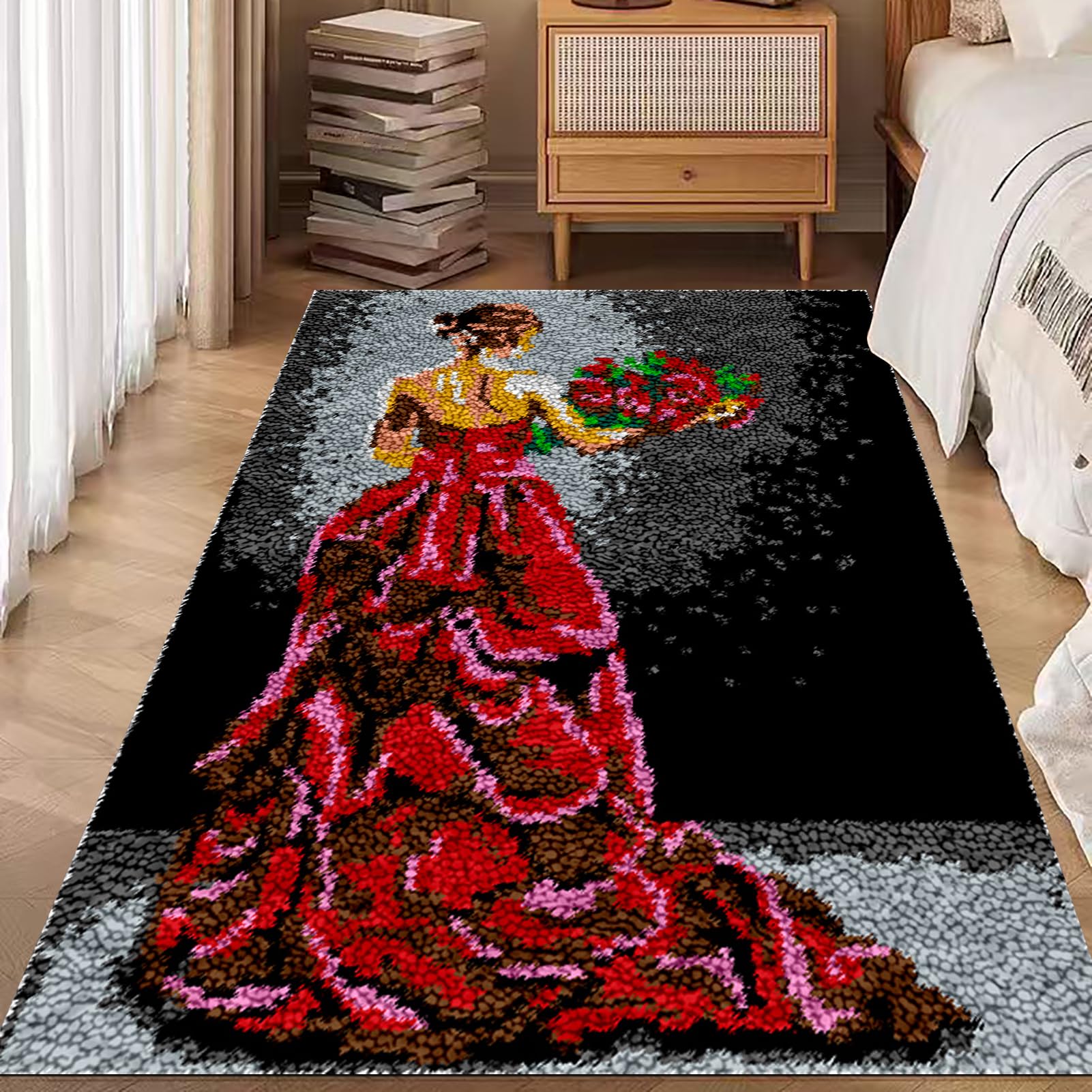 Knüpfen Set Knüpfteppich zum Selbstknüpfen für Erwachsene - Knüpfset 55 x 75 cm
