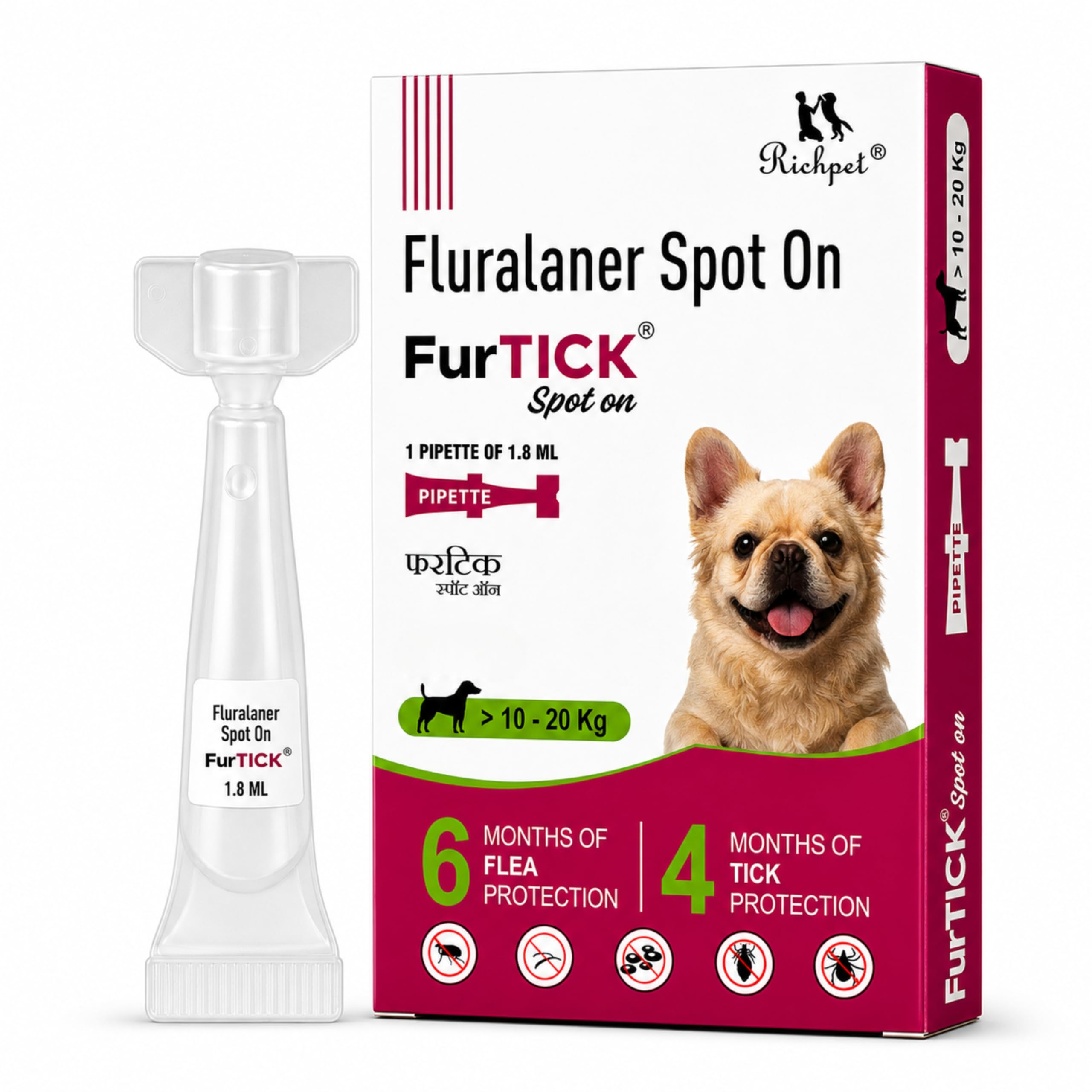 FurTick Fluralaner Spot On for Dogs (10–20 kg), Tick and Flea Remover for Dogs | Easy Topical Pipette Treatment Up to 6 Months Flea & 4 Months Tick Protection-image-6