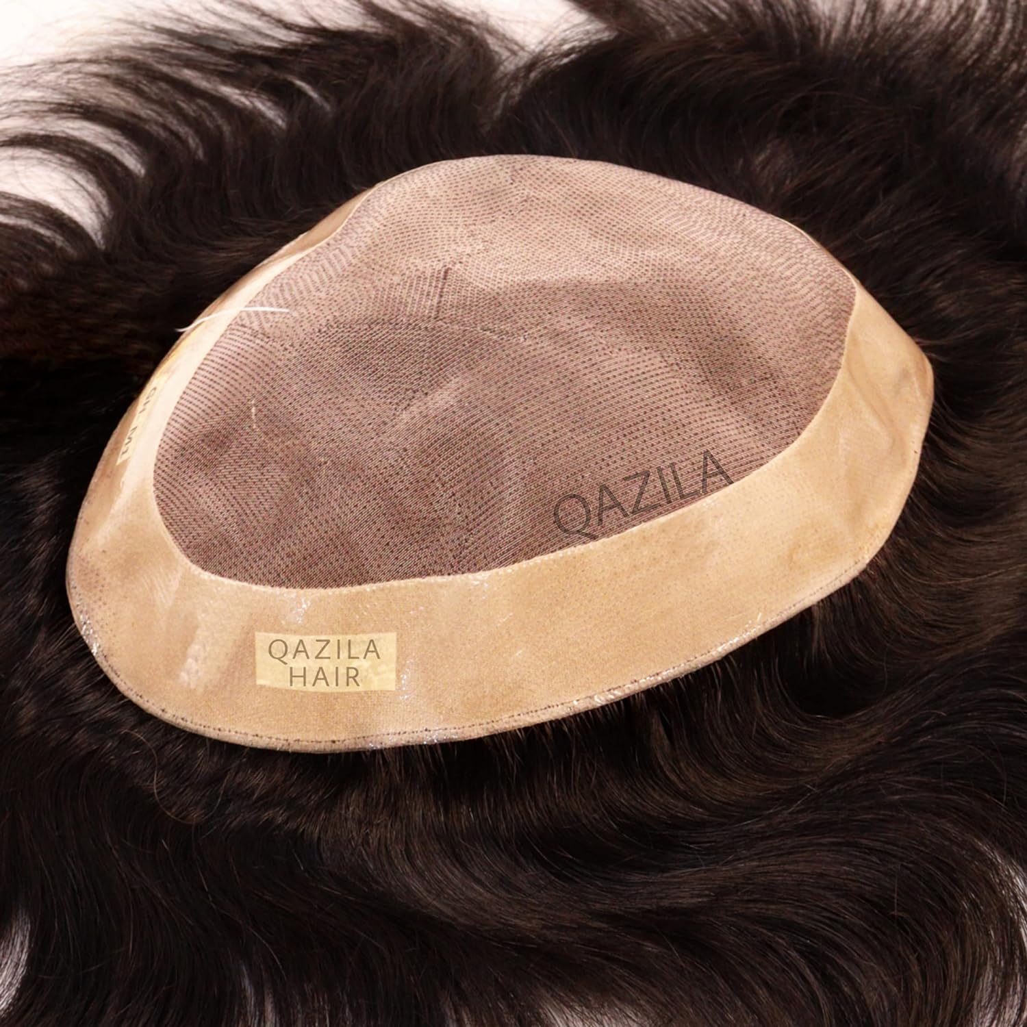 Qazila Hair patch for men, Hair wig for men, Monofilament, 100% natural human hair, Durable & Easy To Self-Service, Men, Pack of 1 (Black, 8x6)