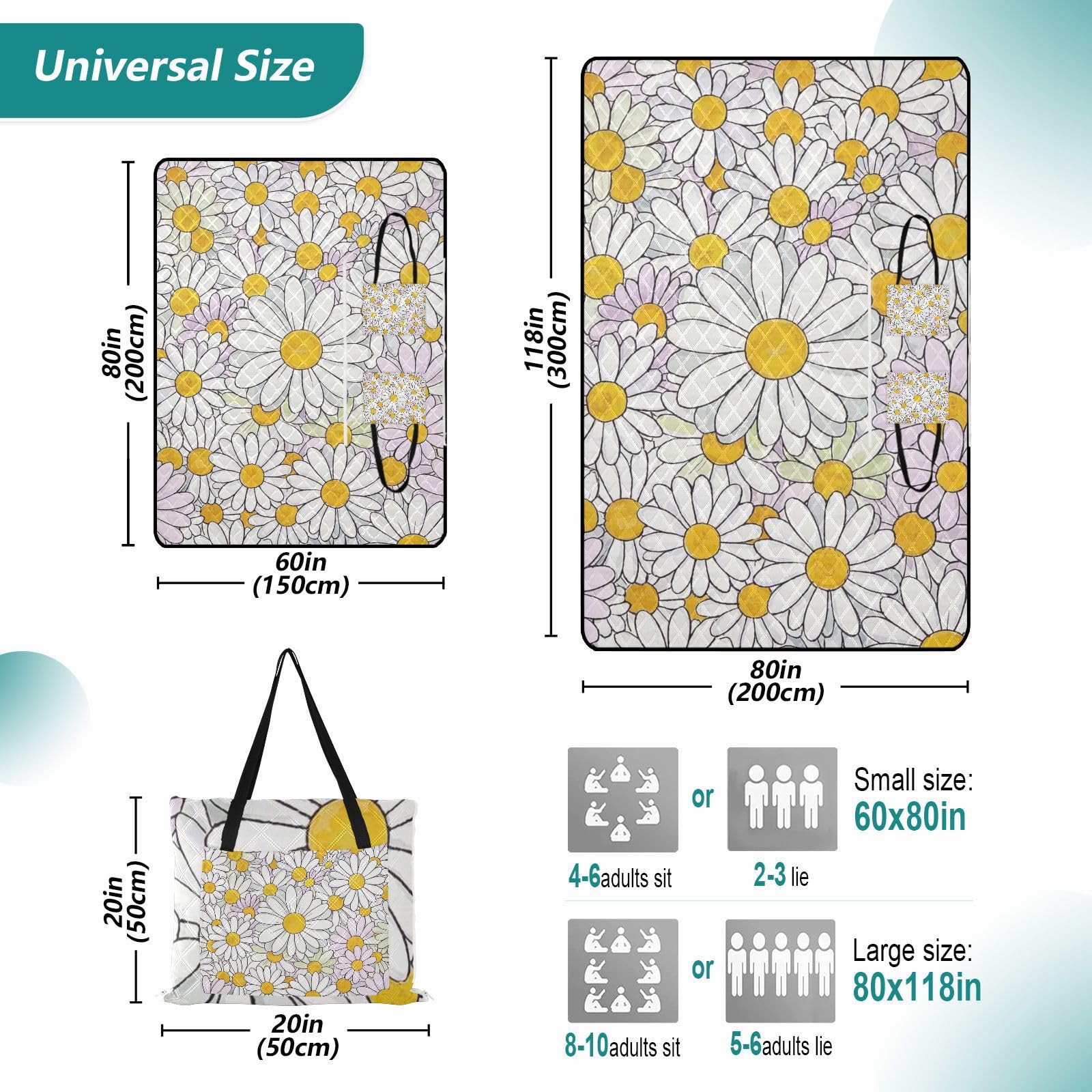 Carino Del Fumetto Fiore Margherite Impermeabile Parco Coperta XXL Al chiuso Spiaggia Picnic per Outdoorsy Persone Regali di Primavera de Playa
