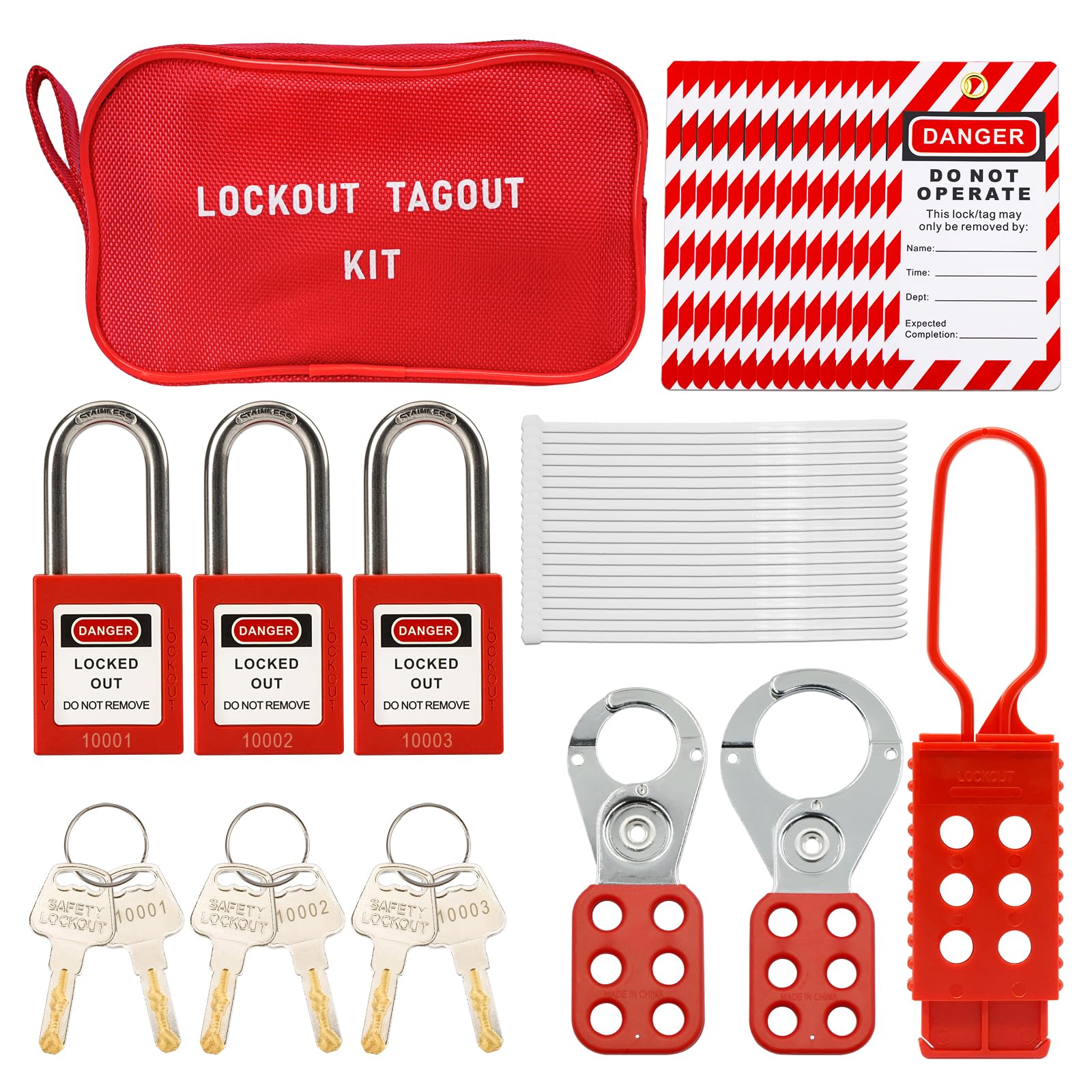 TAEGIQI Lockout Tagout Kit -Steel and Nylon LOTO Hasps, Lockout Tagout ...