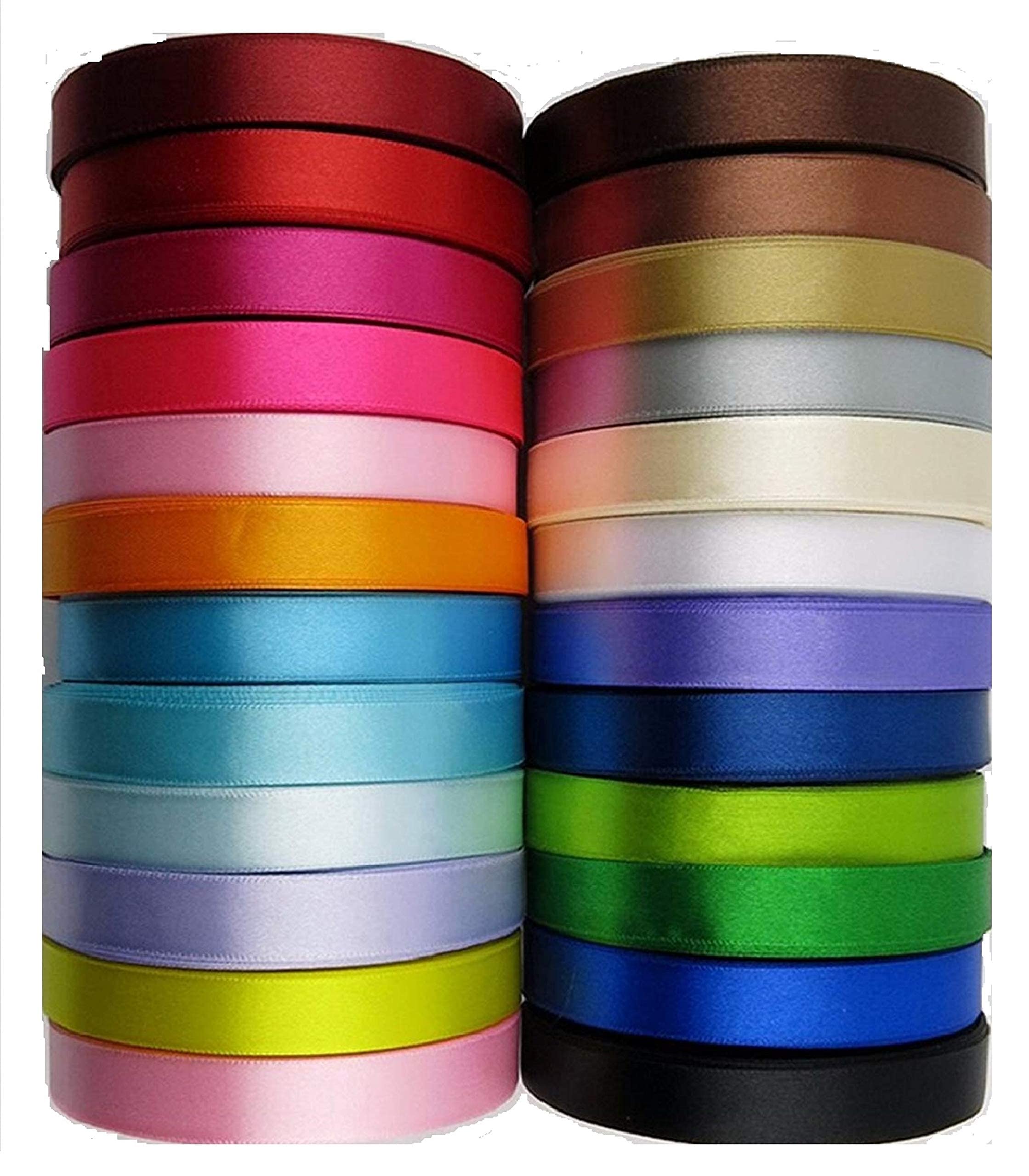 12mm Satin Ribbon - Set 25 Colours - 25 Yards / 23 Meters Rolls...RRP ...