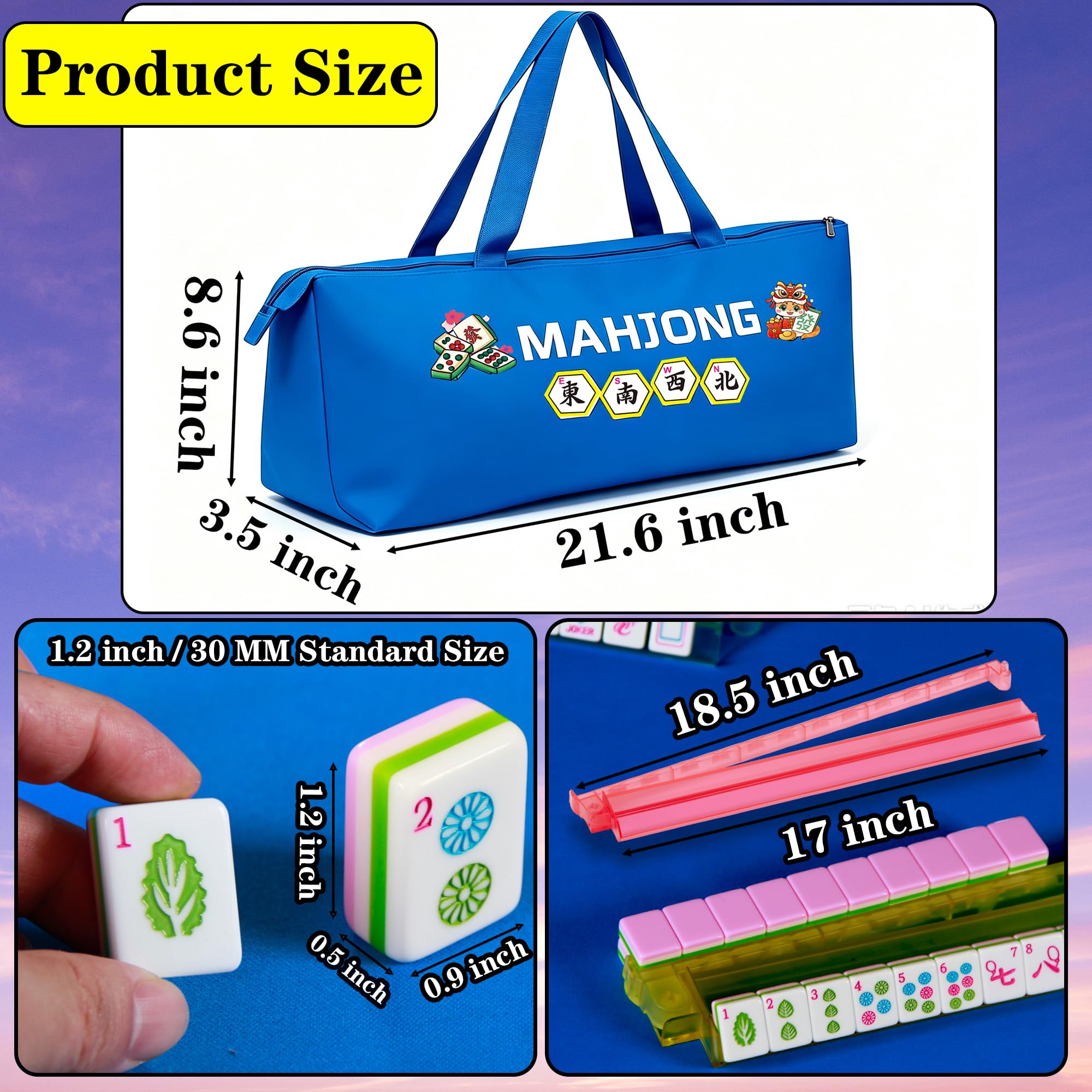 Set di piastrelle Mahjong a 4 strati rosa, 3 cm, set di piastrelle Mahjong americano