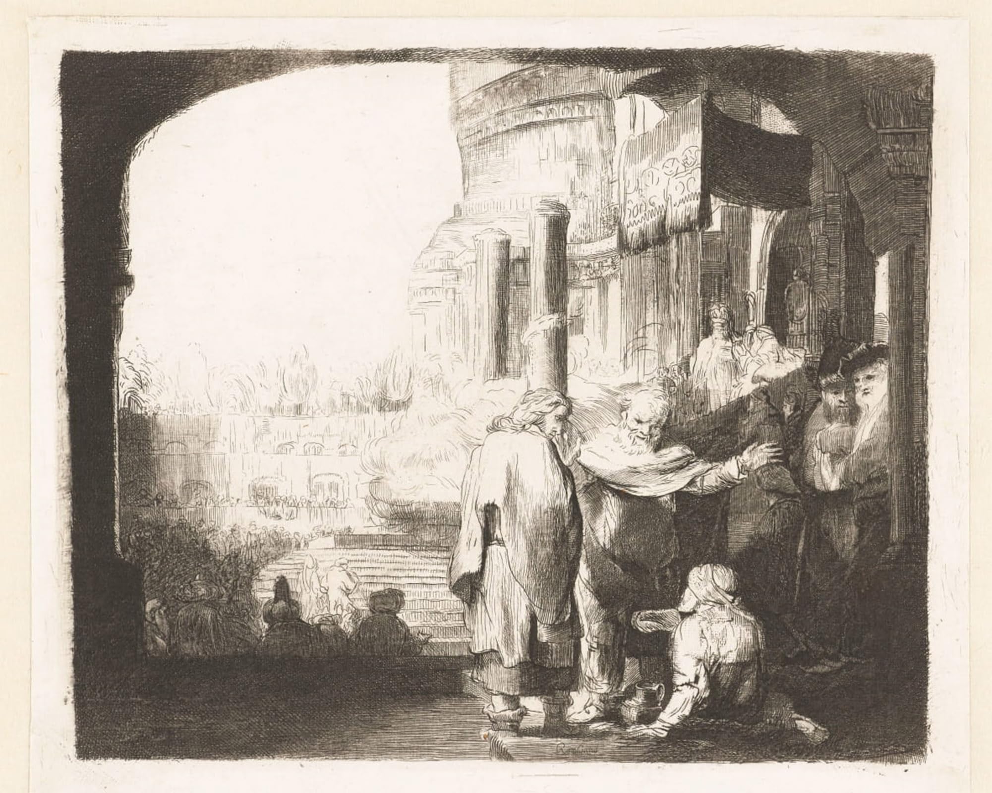 SERENDIPITP Retro Picture Poster Wall Art Pictures Painting Peter and john healing the cripple at the gate of the temple by Anonymous Wall Art Canvas Print for Wall Decor 60x90cm