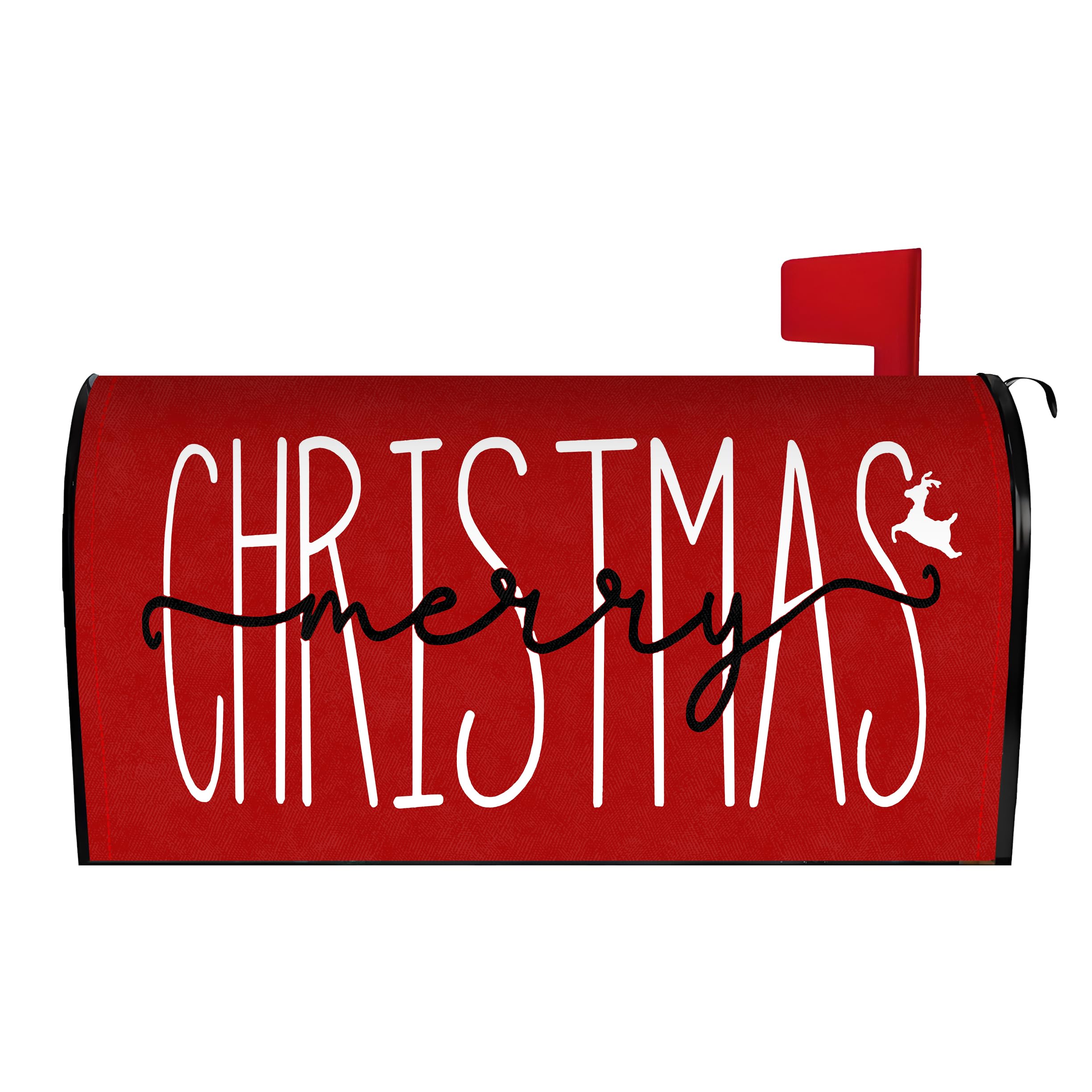 Merry Christmas Mailbox Cover 25.5x21 Inch, Christmas Post Letter Box Covers, New Year Holiday Xmas Magnetic Waterproof Mail Wraps for Outdoor Yard Garden Standard Mailbox Decor
