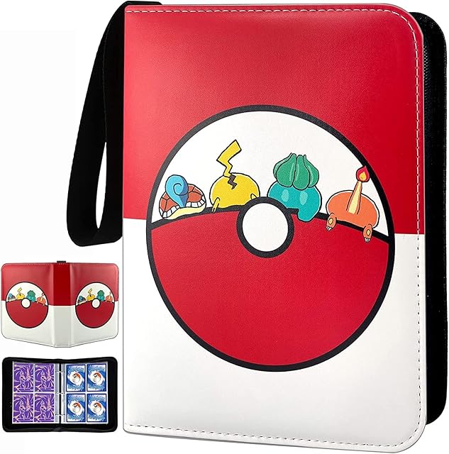 Trading Card Binder, Card Holder Album 4 Pockets 50 Removable Sleeves, 400 Cards Collection Folder Book for Kids Boys Girls Collectors