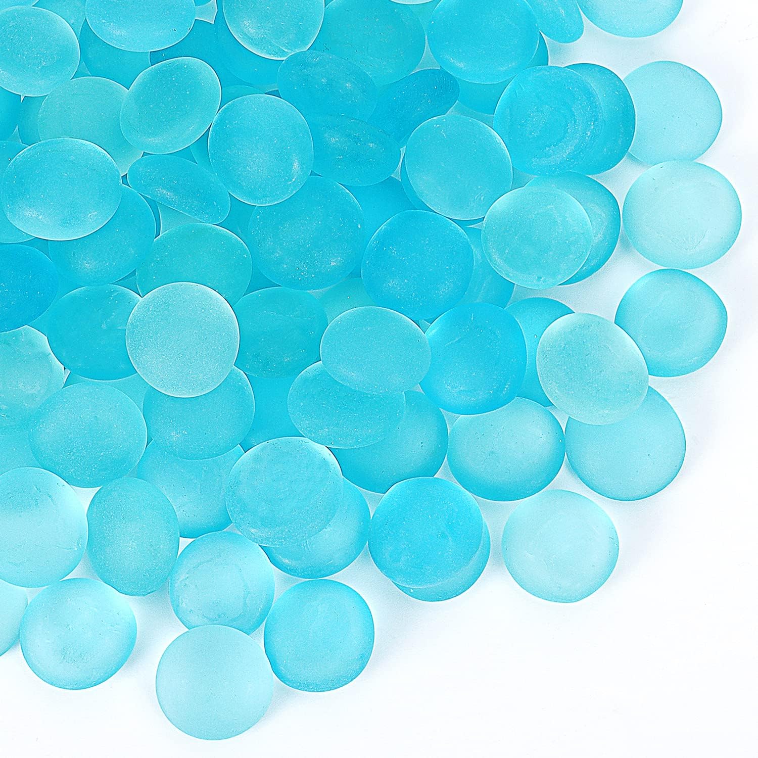 Sea Glass Pebbles 5 LB Flat Blue Marbles Glass Beads for