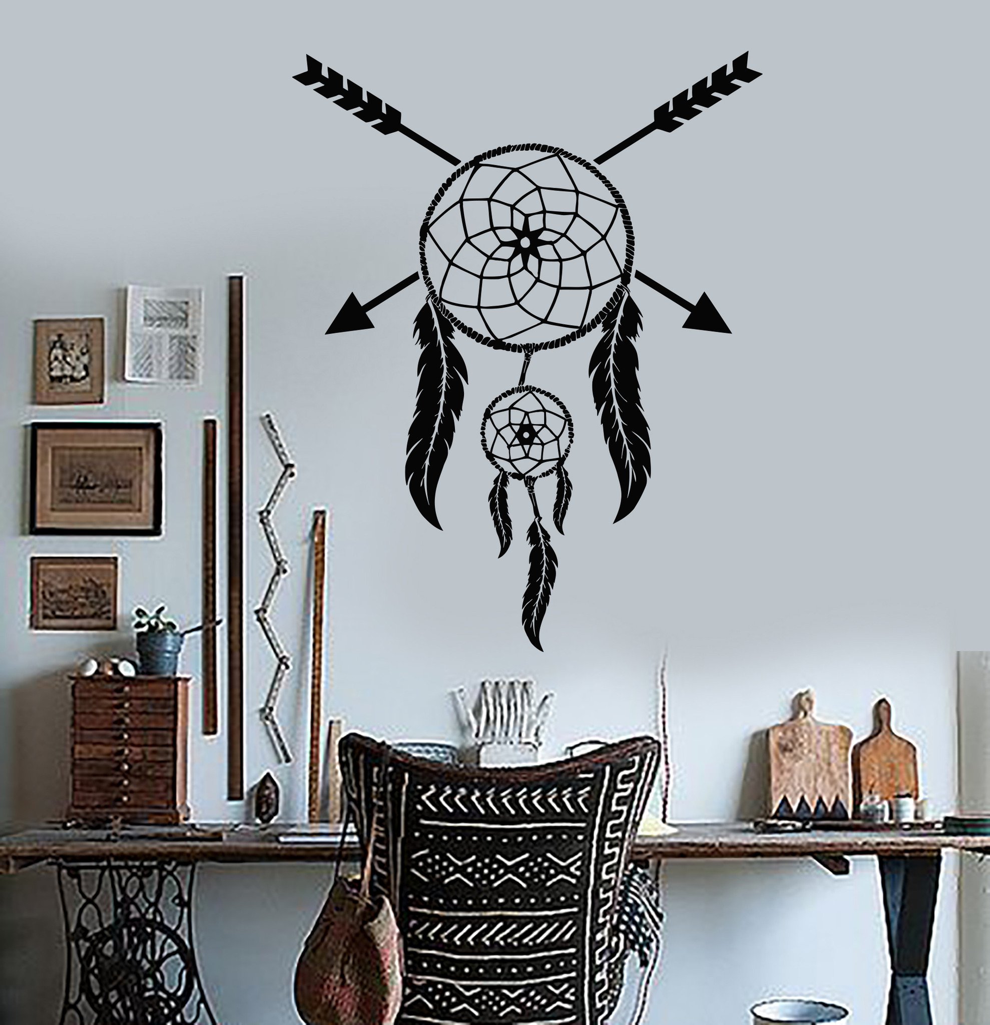 Amazon.com: Large Vinyl Wall Decal Dreamcatcher Ethnic Style Room