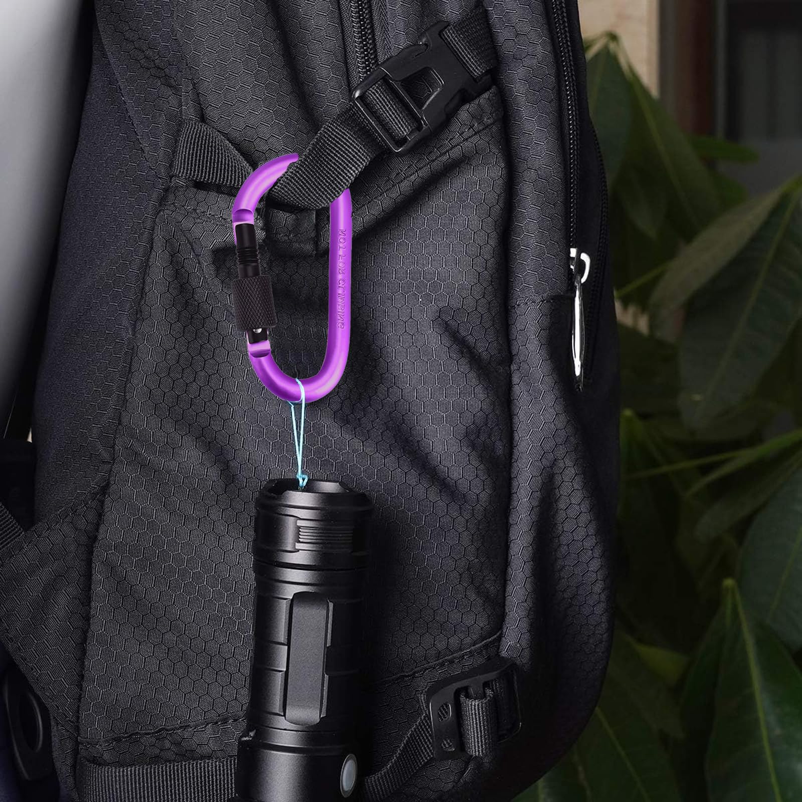 2 Moschettoni Con Clip - 7,8cm, Viola, Lega Alluminio | Per Campeggio, Escursionismo - Foto 9