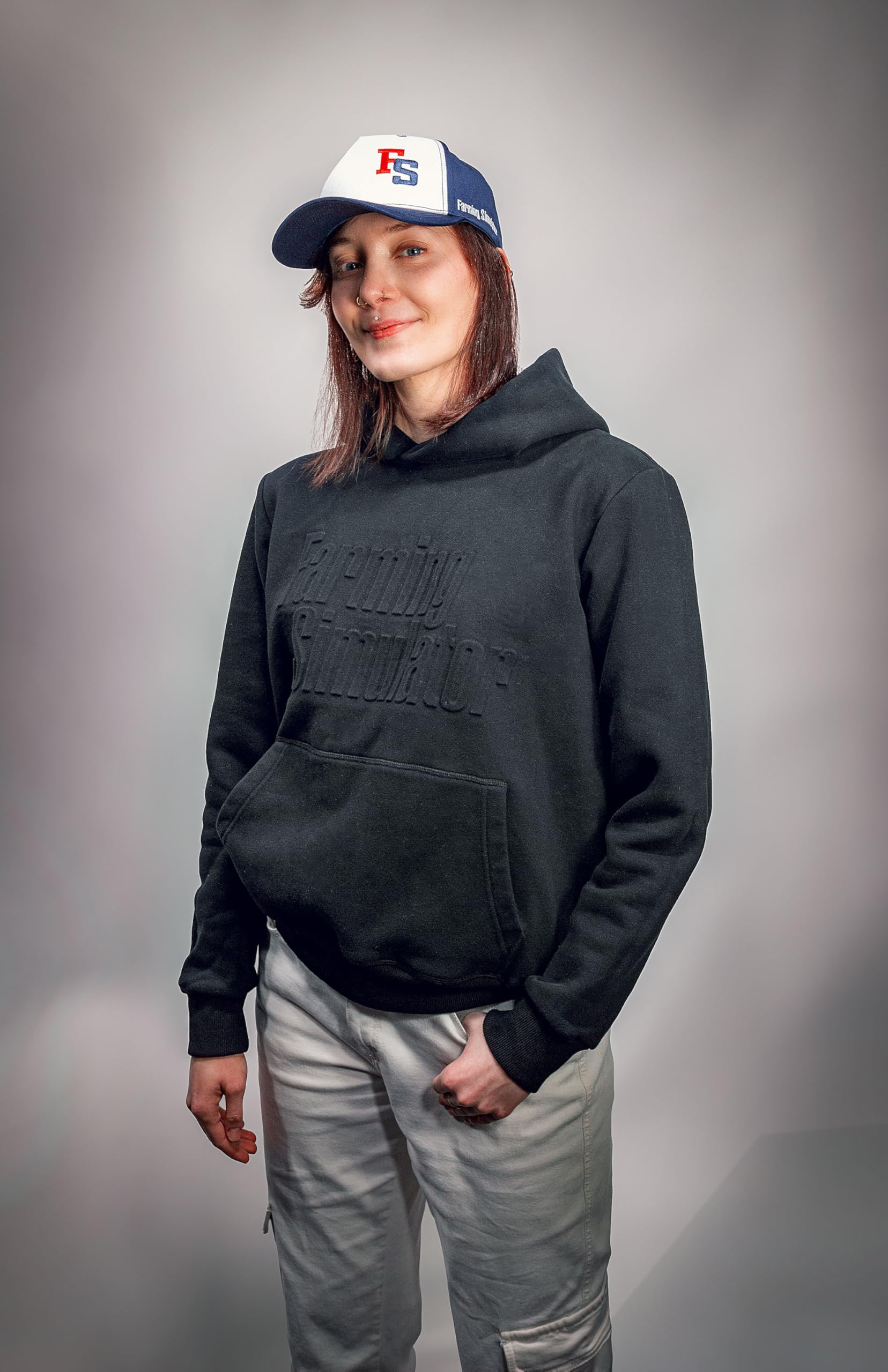 Bluza z kapturem Symulator rolnictwa (rozmiar S, sweter ze 100% bawełny, sweter z napisem, kolor czarny, z aplikacjami skórzanymi, symulatorem rolnictwa)