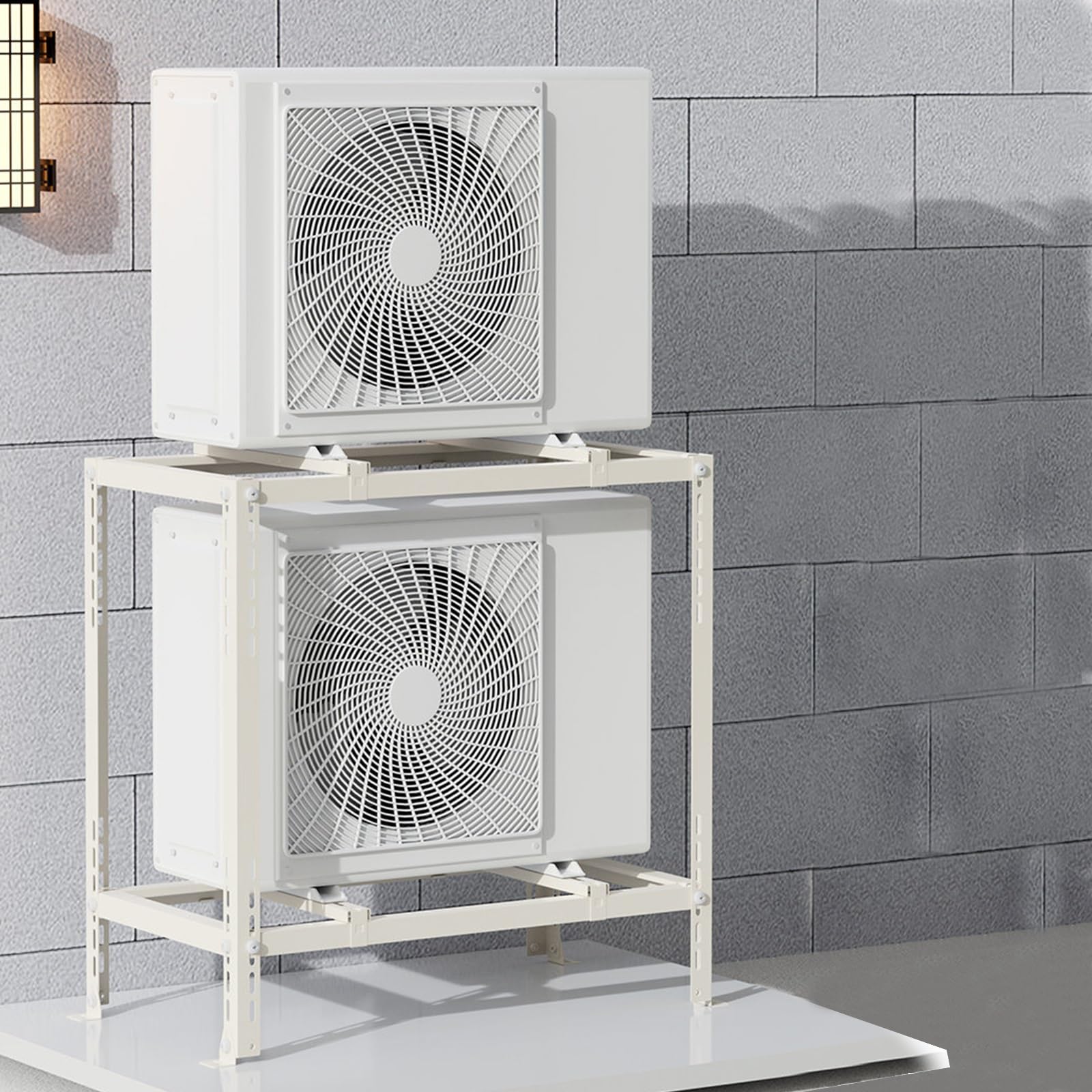 Soporte Aire Acondicionado Exterior de Doble Capa, Acero Galvanizado, Capacidad de Carga de 220 Kg, Bomba de Calor Soporte de Suelo, para Aire Acondicionado de 9000 a 27000 BTU(800x450x800mm)