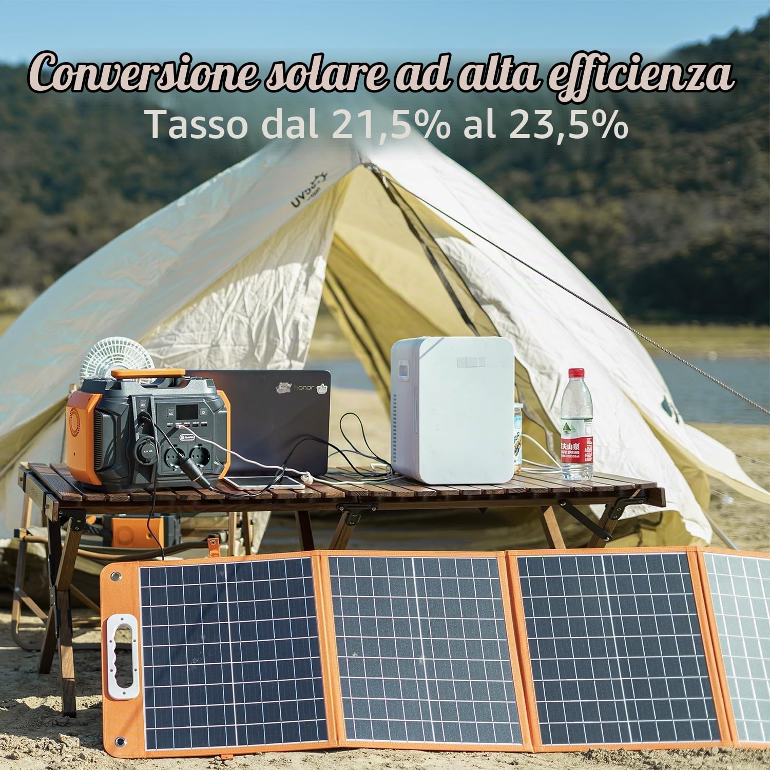 Pannello solare pieghevole 100 W 18 V pannello solare flessibile, pannello solare portatile, monocristallino, impianto solare completo con tipo C QC3.0, per roulotte, campeggio, balcone, casette da