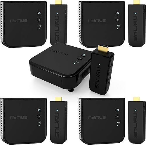 Nyrius Transmisor y receptor HDMI inalámbrico Aries Pro para transmitir video HD 1080p 3D desde computadora portátil, PC, cable, Netflix, YouTube,