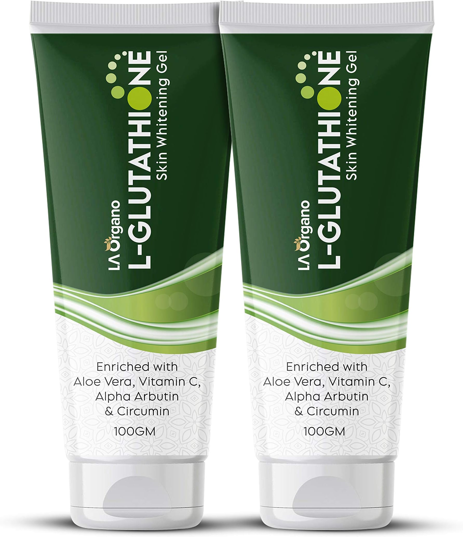 LA Organo Hydrating Face Gel with Aloe Vera, Enriched With L-Glutathione, Vitamin C & Alpha For Skin Brightening, Reducing Dark Spots & Acne, (100gm, pack of 2)