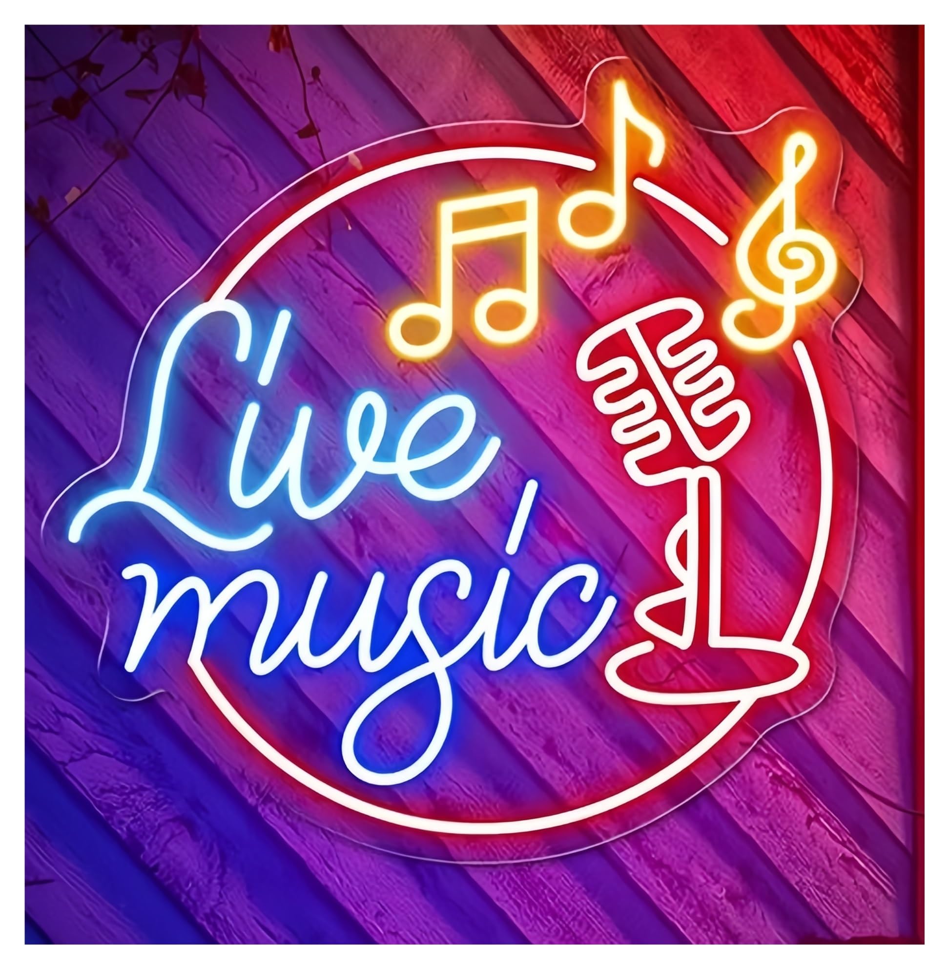 Shouxi D Sign Lamp Live Music Neon Sign Bar Party Recording Studio Wall Ecor Studio Room Ecoration(,40X41cm)