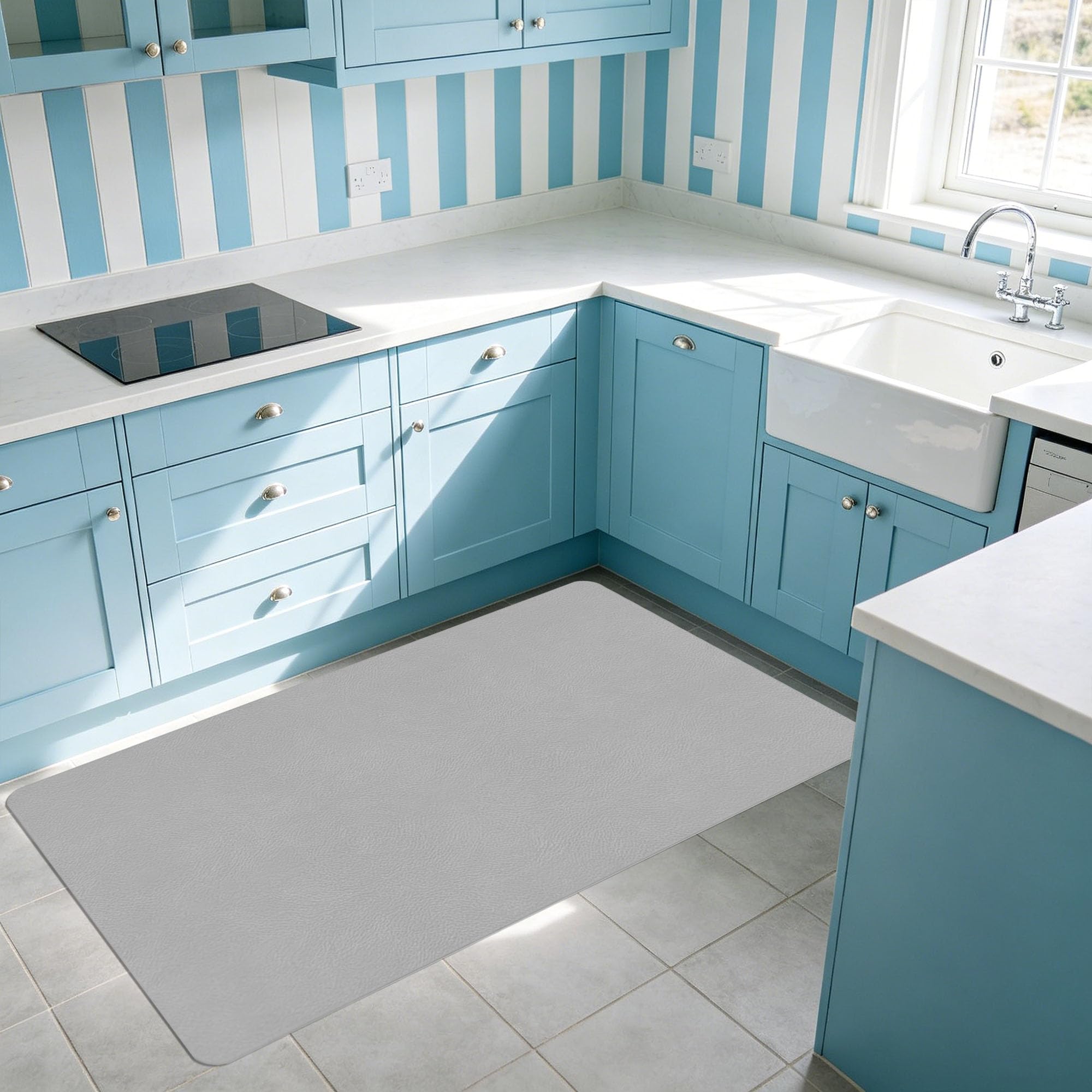 Tappeto Bagno Antiscivolo 50 x 70 cm Assorbente Tappeto Diatomite Bagno Ideale Morbido e Confortevole per Pavimento Del Cucina, Piatti, Piante O Animali Domestici, Grigio Chiaro