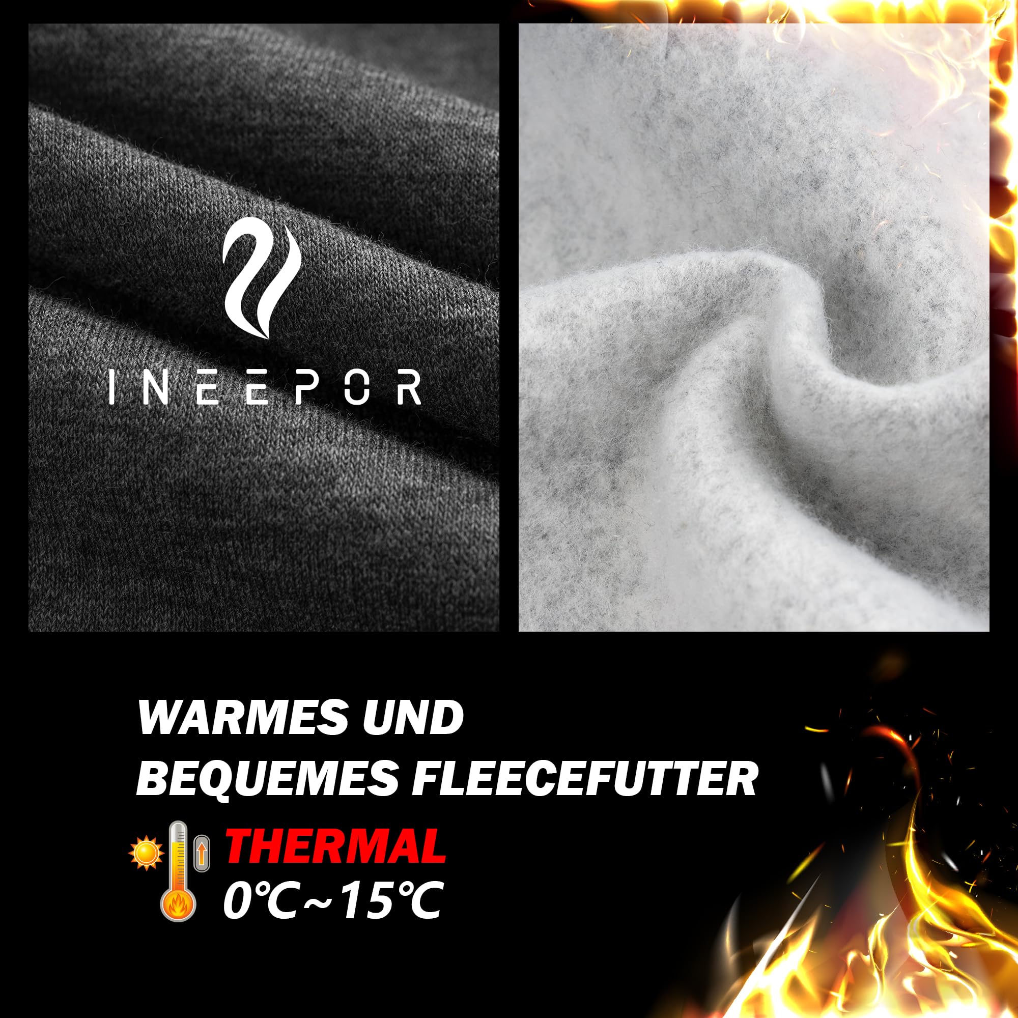 ineepor Jogginghose Herren Baumwolle Thermo Dicke Breite Jogginghosen Baggy Warme Fleece Gefütterte Weit Gym Sporthosen Winter Track Pants mit reißverschluss Taschen