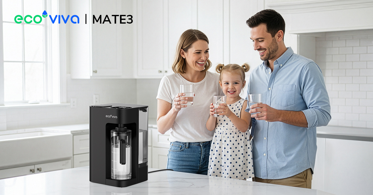 Ecoviva Mate 3 Reverse Osmosis Water Filter Countertop, No