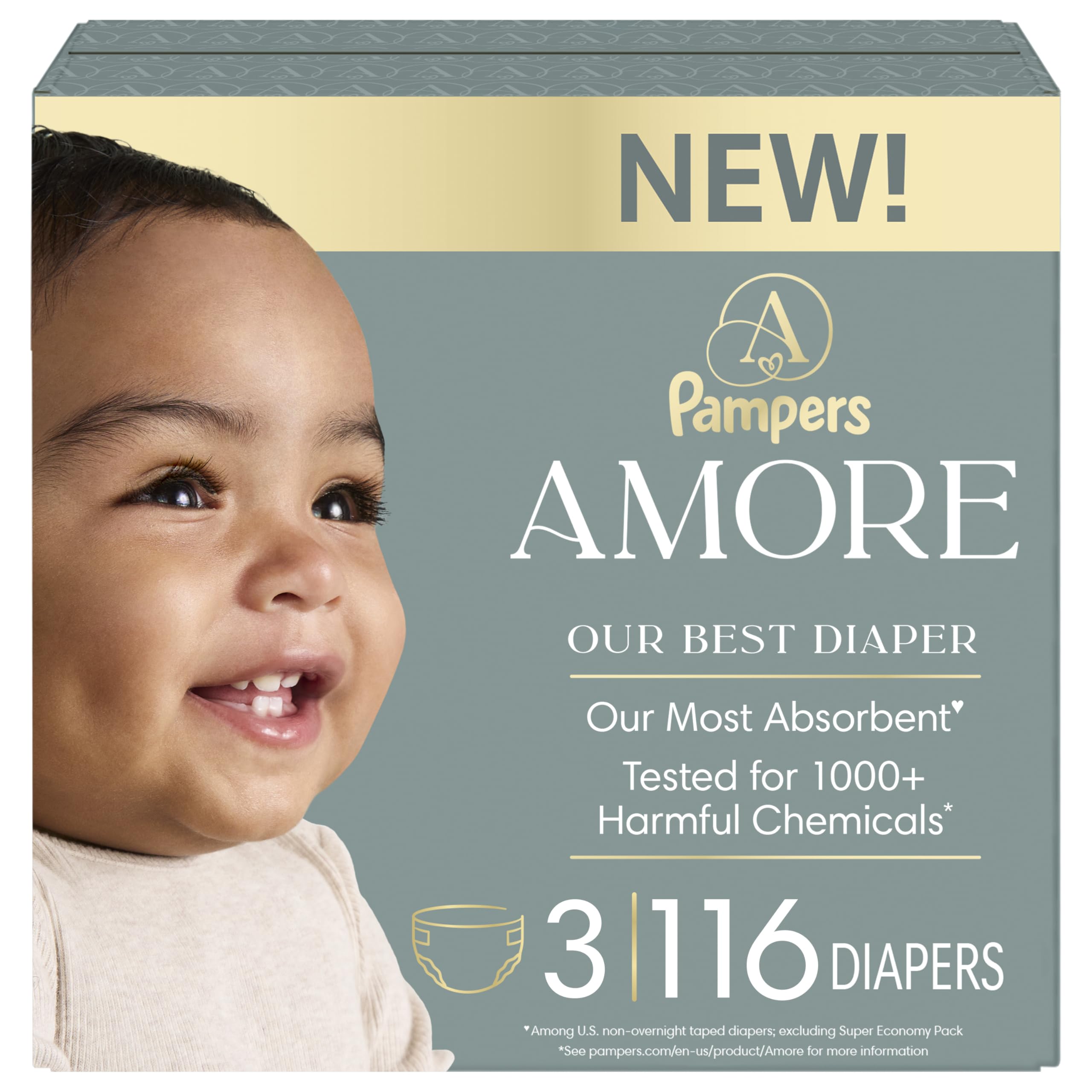 Photo 1 of Pampers Amore Diapers, Size 3, 116 Count
