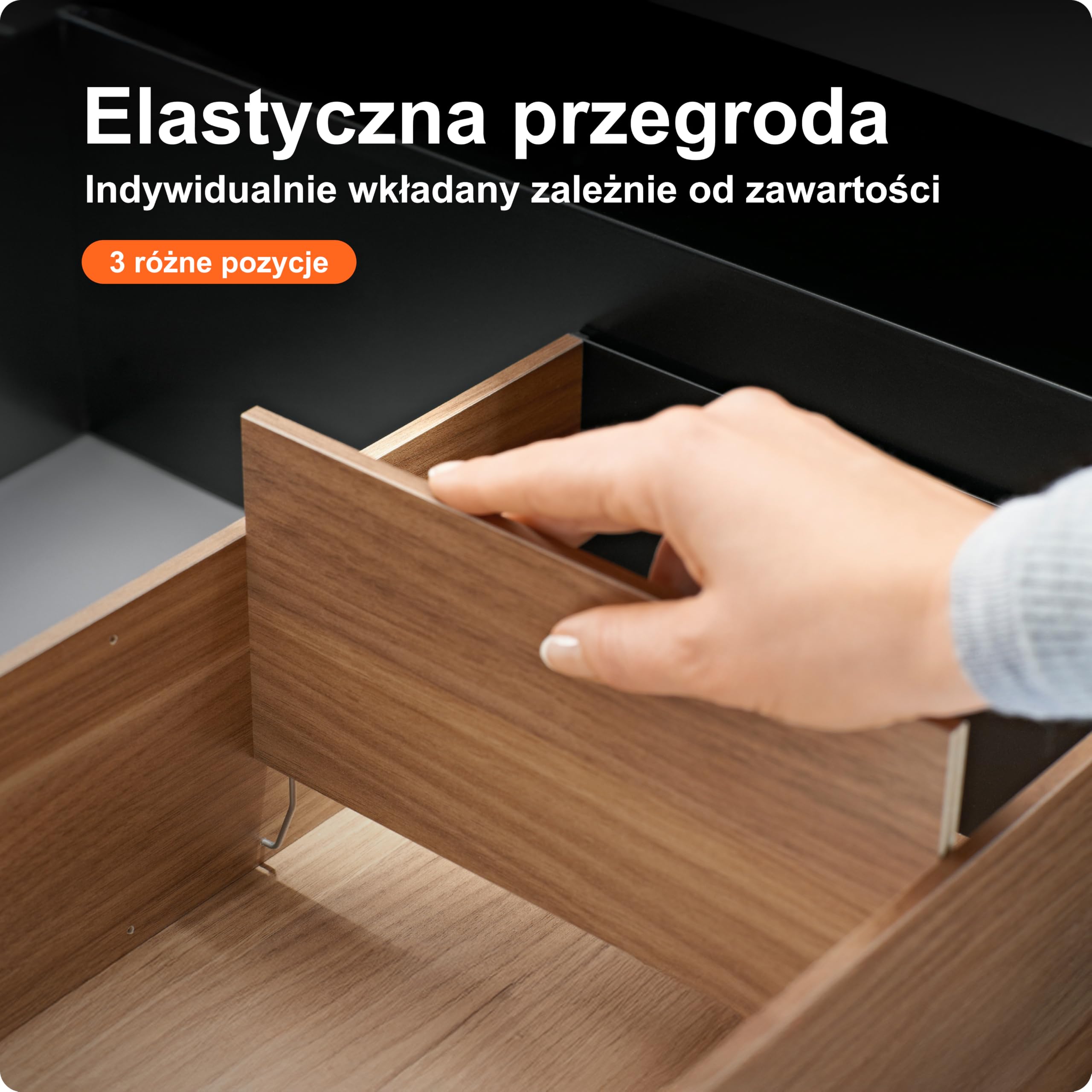 blum AMBIA-LINE organizer szuflady w premium dekorze drewna | idealny kuchnia, łazienka, garderoba | użycie modułowe i pewne trzymanie dzięki nóżkom antypoślizgowym | 27×24×11 cm | Orzech Tennessee