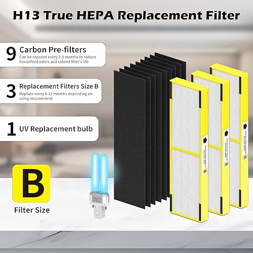 Miniatura 7 de Filtro de repuesto HEPA FLT4825 B y LB4000 B para Guardian AC4825, AC4300, AC4850, AC4800, AC4820, AC4900 purificador, 3 filtros HEPA + 9 filtros de