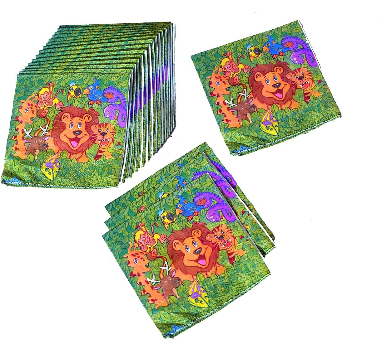 PartyMane Jungle Theme Tissue Paper/Jungle Napkin/Jungle Happy Birthday Theme Party Supplies 20pcs